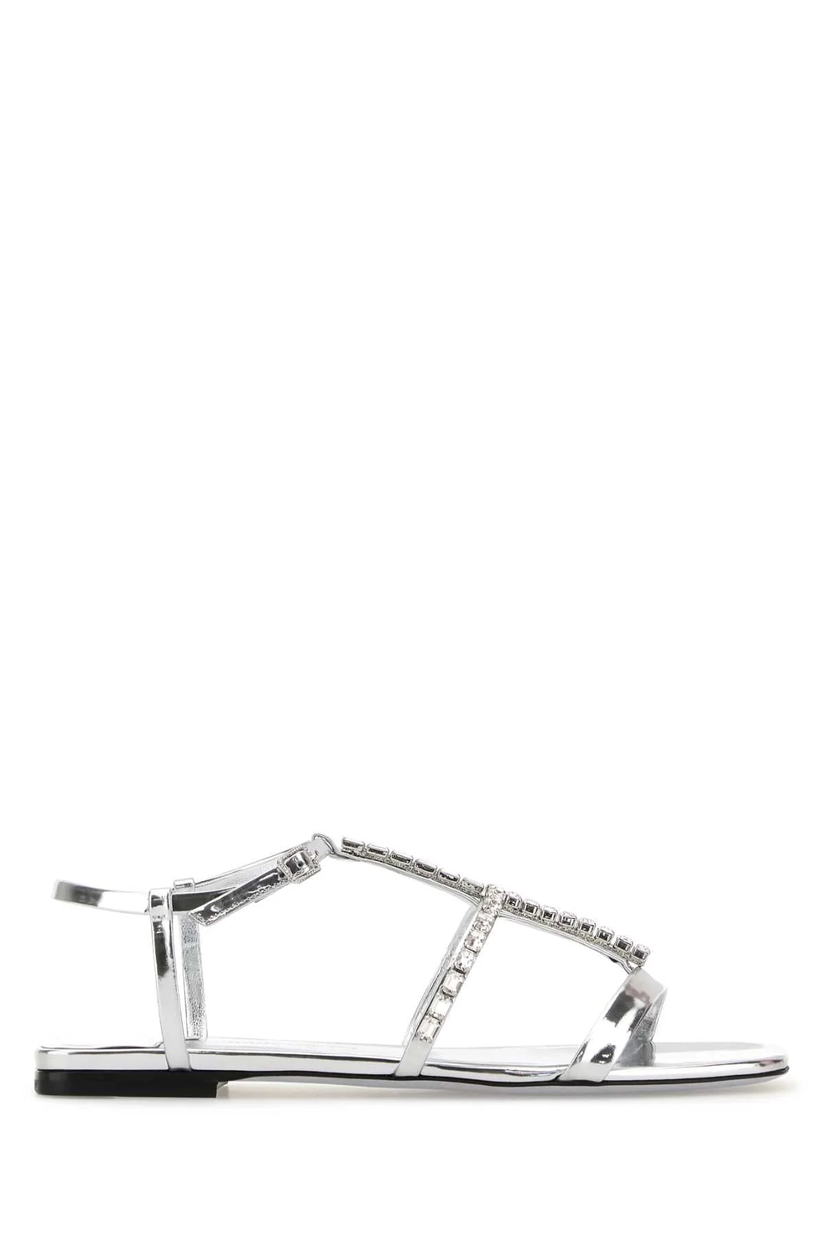 Jimmy Choo Women Silver Leather Gwyn Sandals - 1