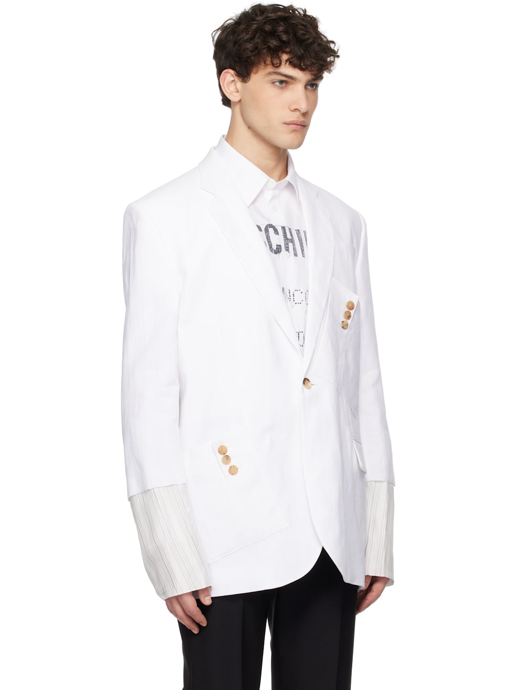 White Cuff Details Blazer - 2