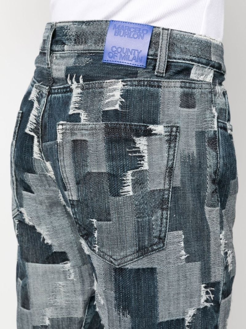 patchwork straight-leg jeans - 5