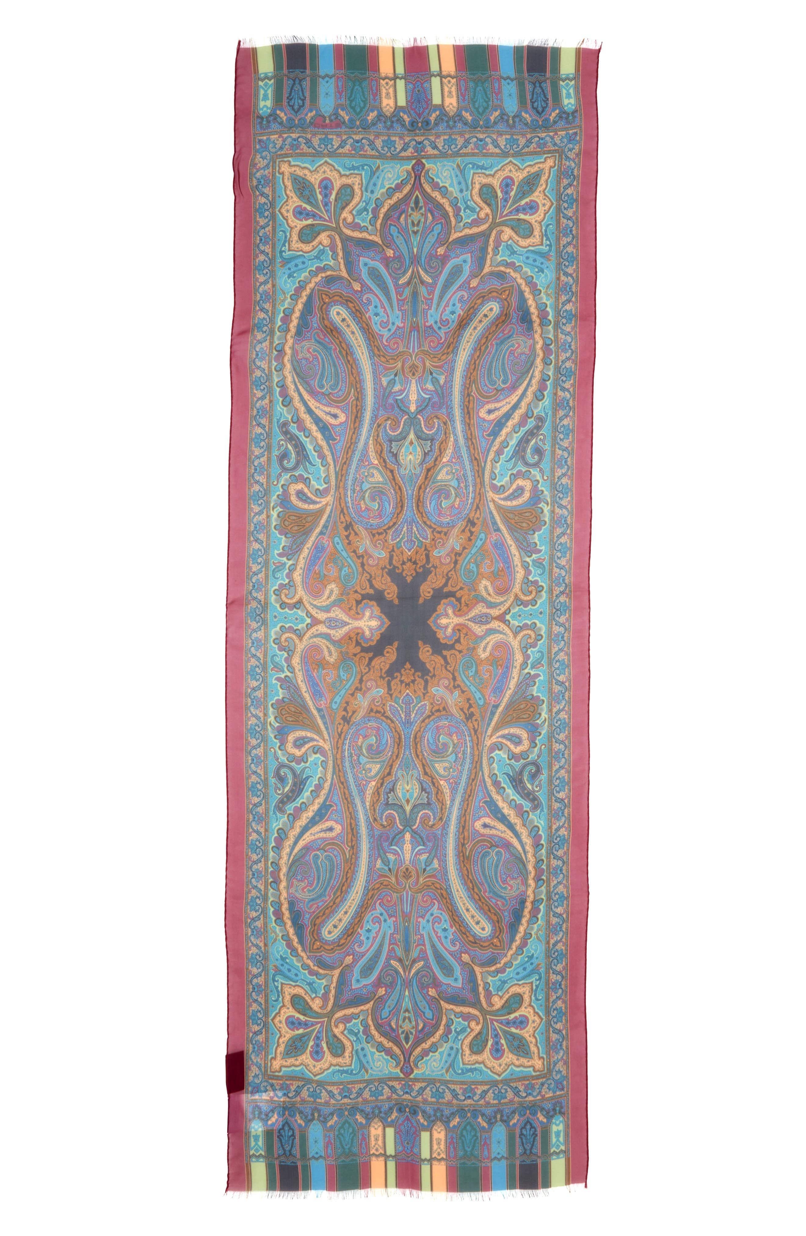 Etro Tosca Silk Fringe Scarf in S9883 Multicolour/Blue at Nordstrom - 1