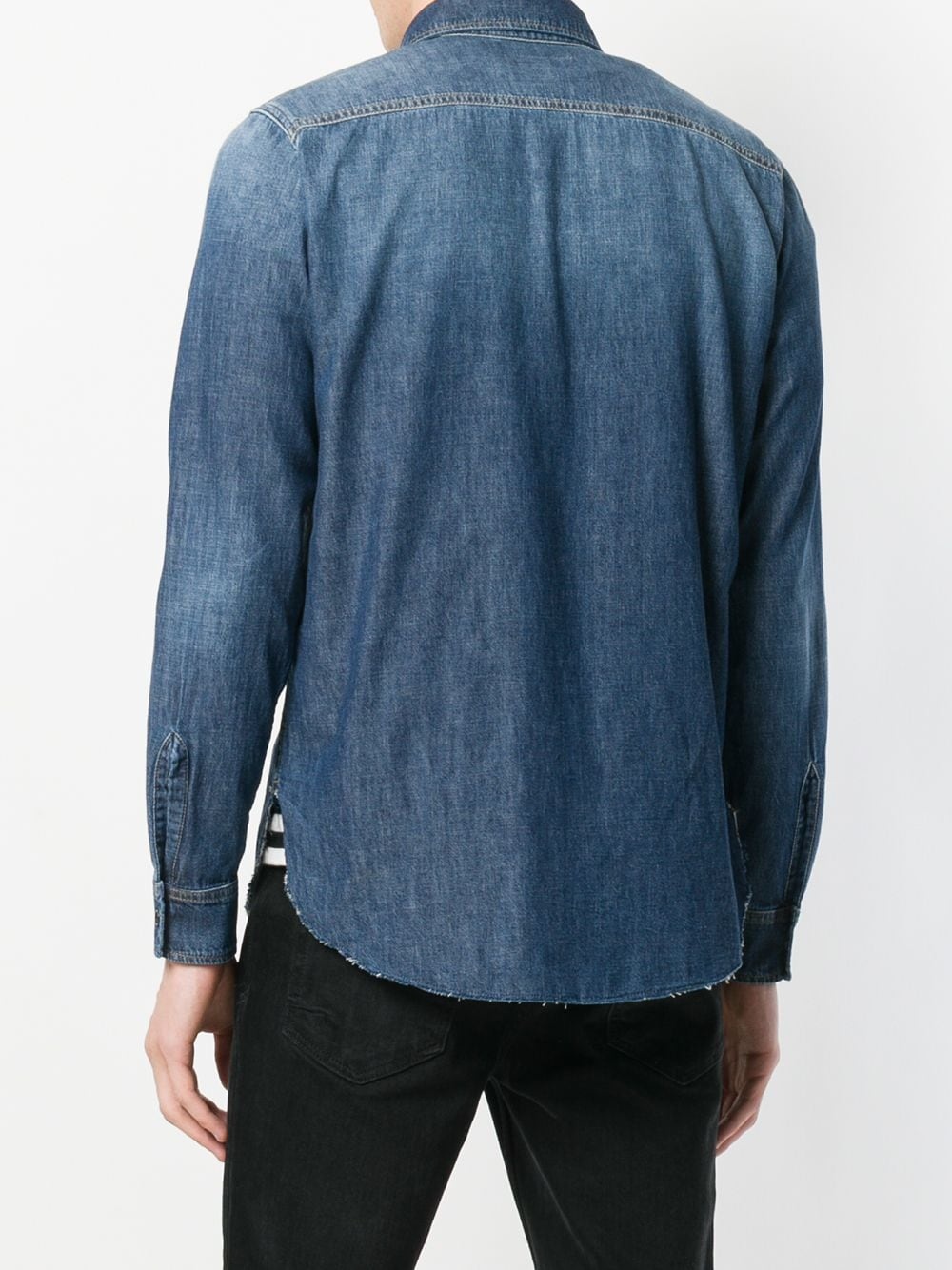 raw hem denim shirt - 4