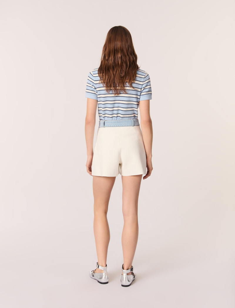Knitted shorts with denim trim 4