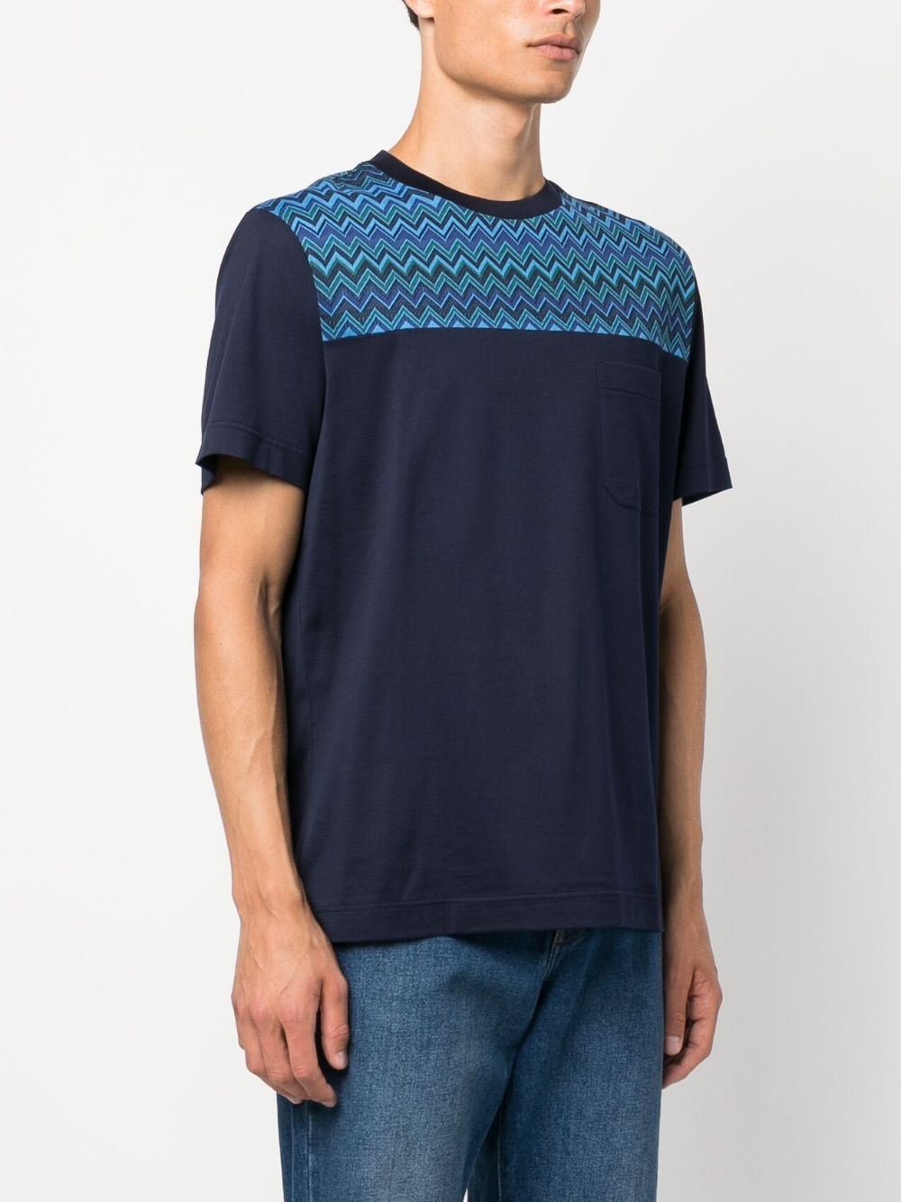 zigzag-pattern crew-neck T-shirt - 3