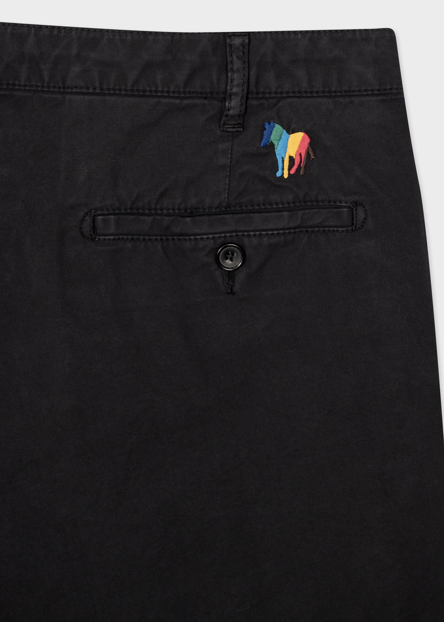 Black Cotton-Twill 'Broad Stripe Zebra' Shorts - 2