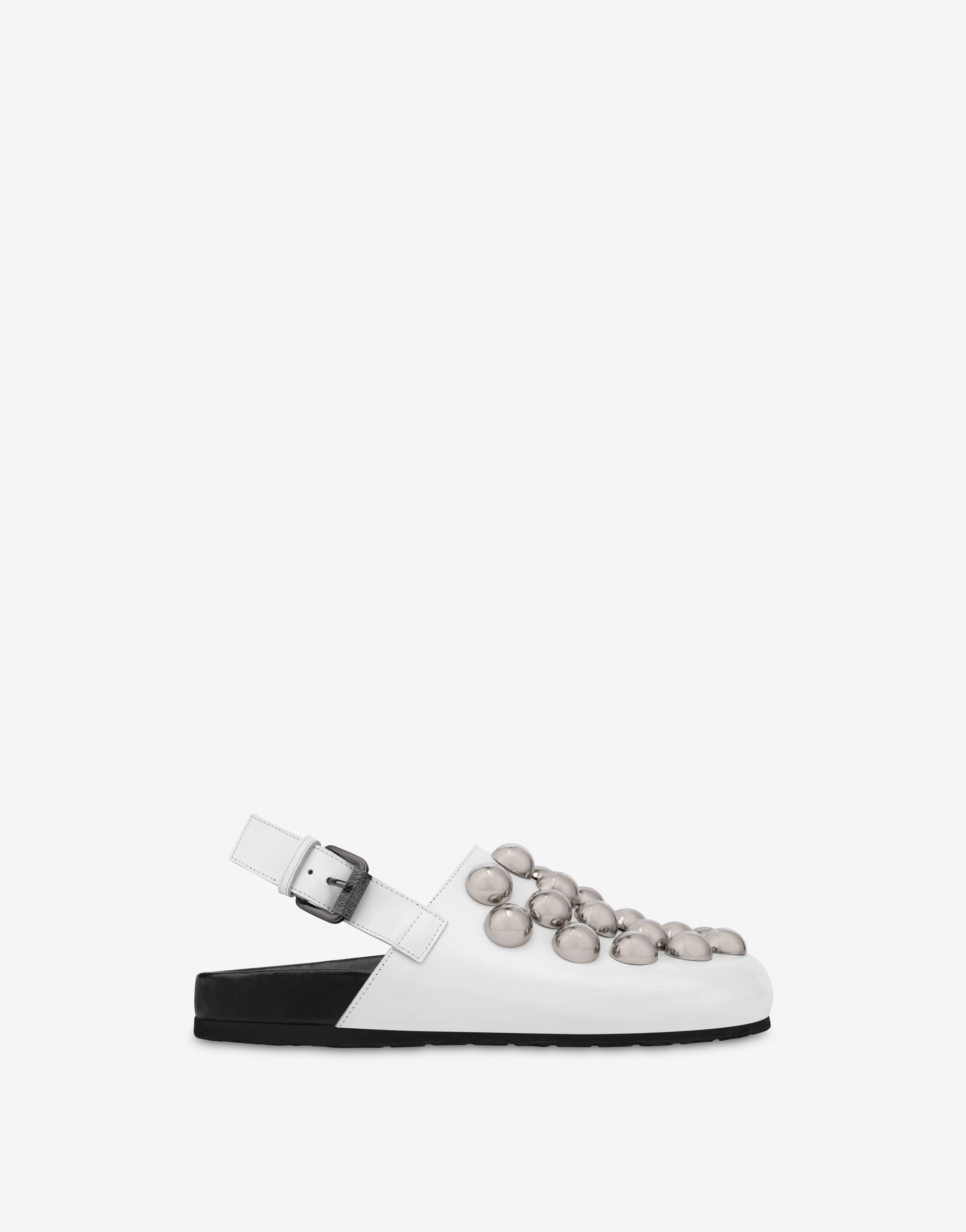 RUBBERISED CALFSKIN MULES WITH STUDS - 2