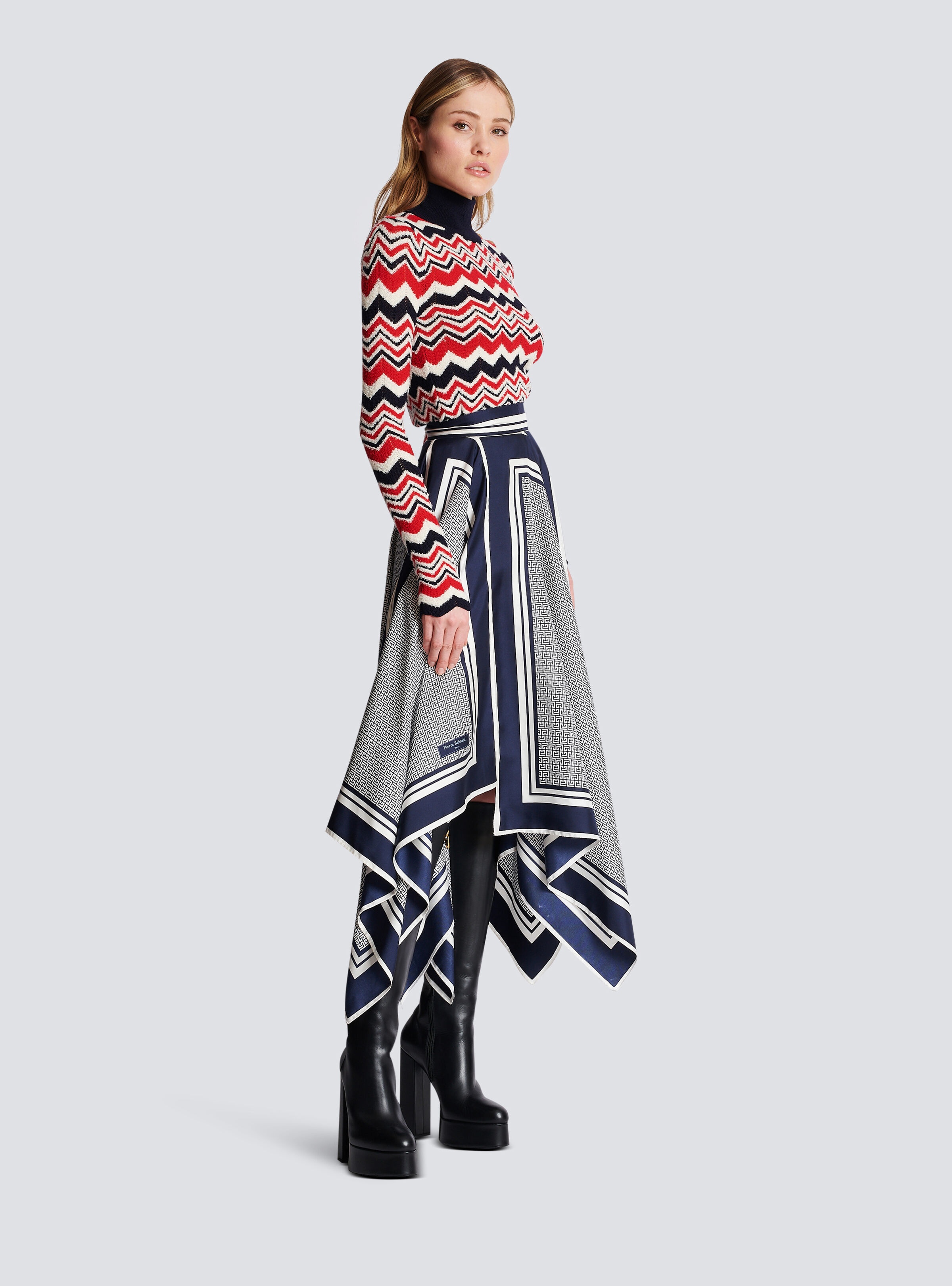 Monogram-printed scarf skirt - 3