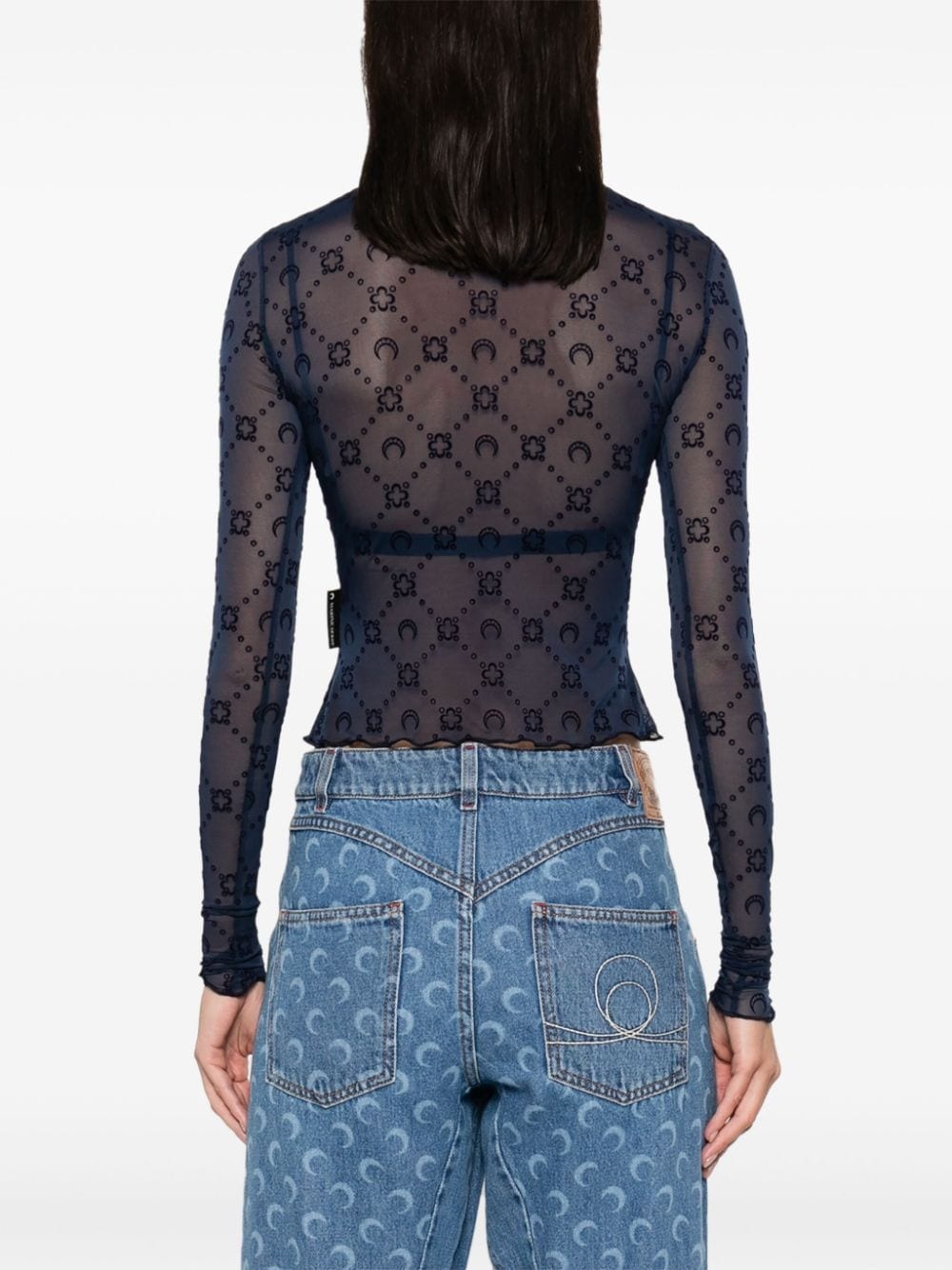 Moonogram mesh longsleeved top - 4