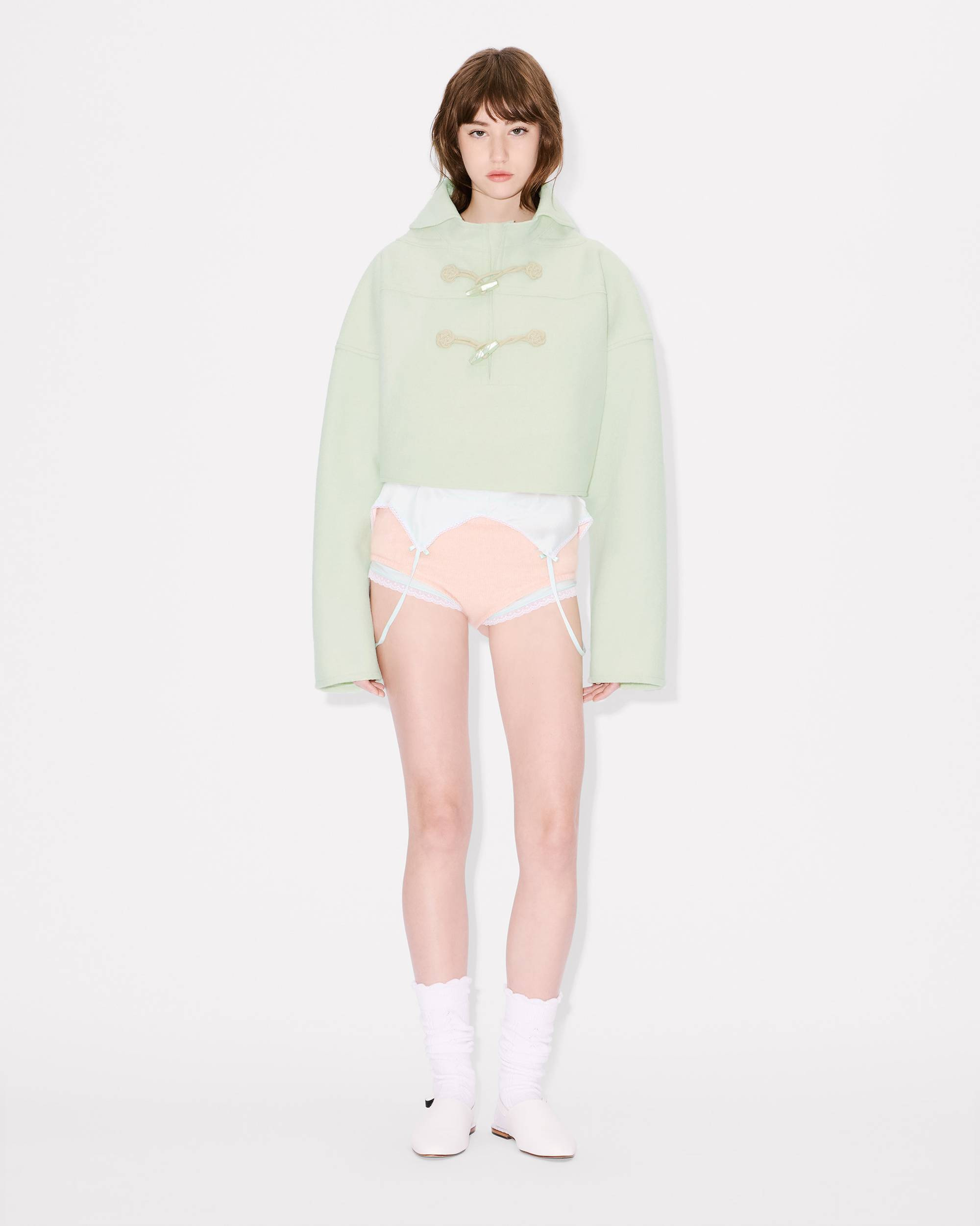 Boxy cropped vareuse in virgin wool - 3