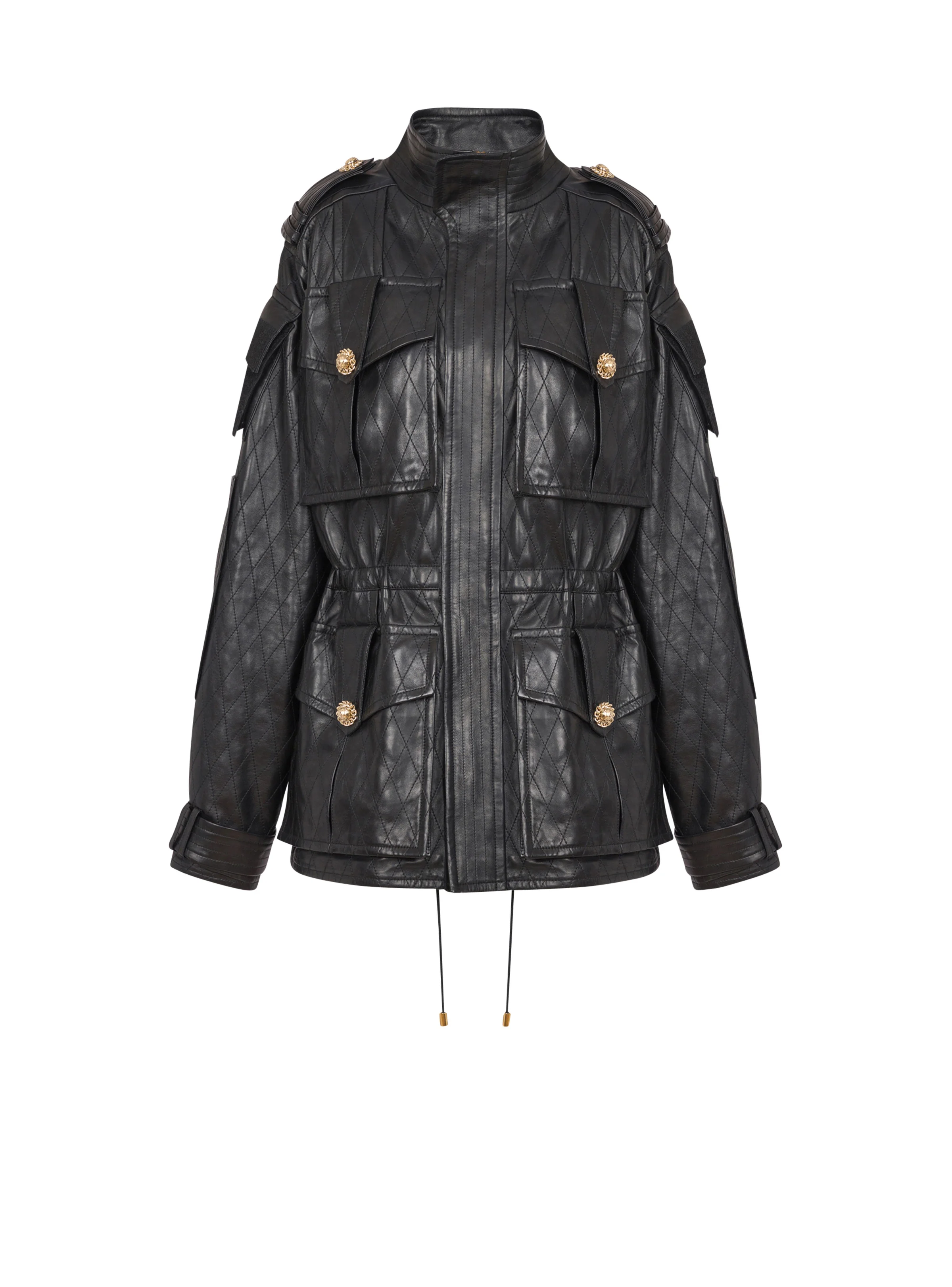 Lambskin leather parka with topstitched Diamond pattern - 1