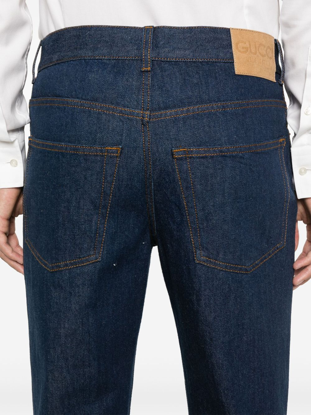 Horsebit straight-leg cuffed jeans - 5