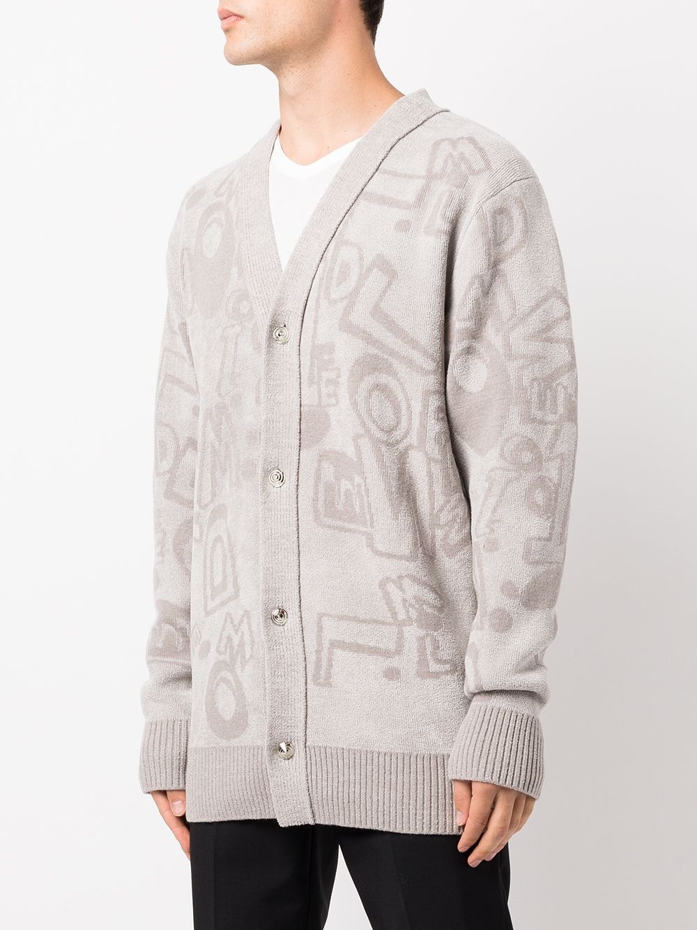 alphabet-print cardigan - 4