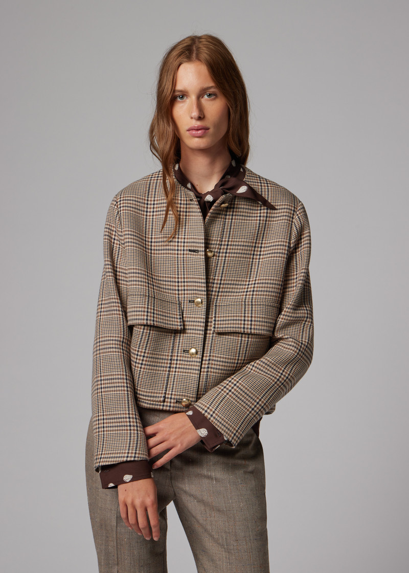 Women's Brown Houndstooth Jacket 6