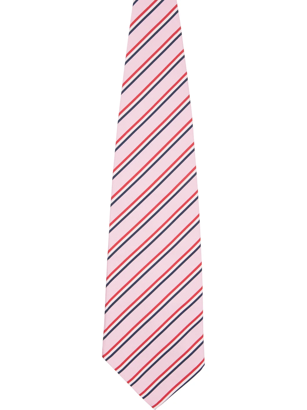 Pink Silk Cotton Mogador Tricolor Wide Tie - 1