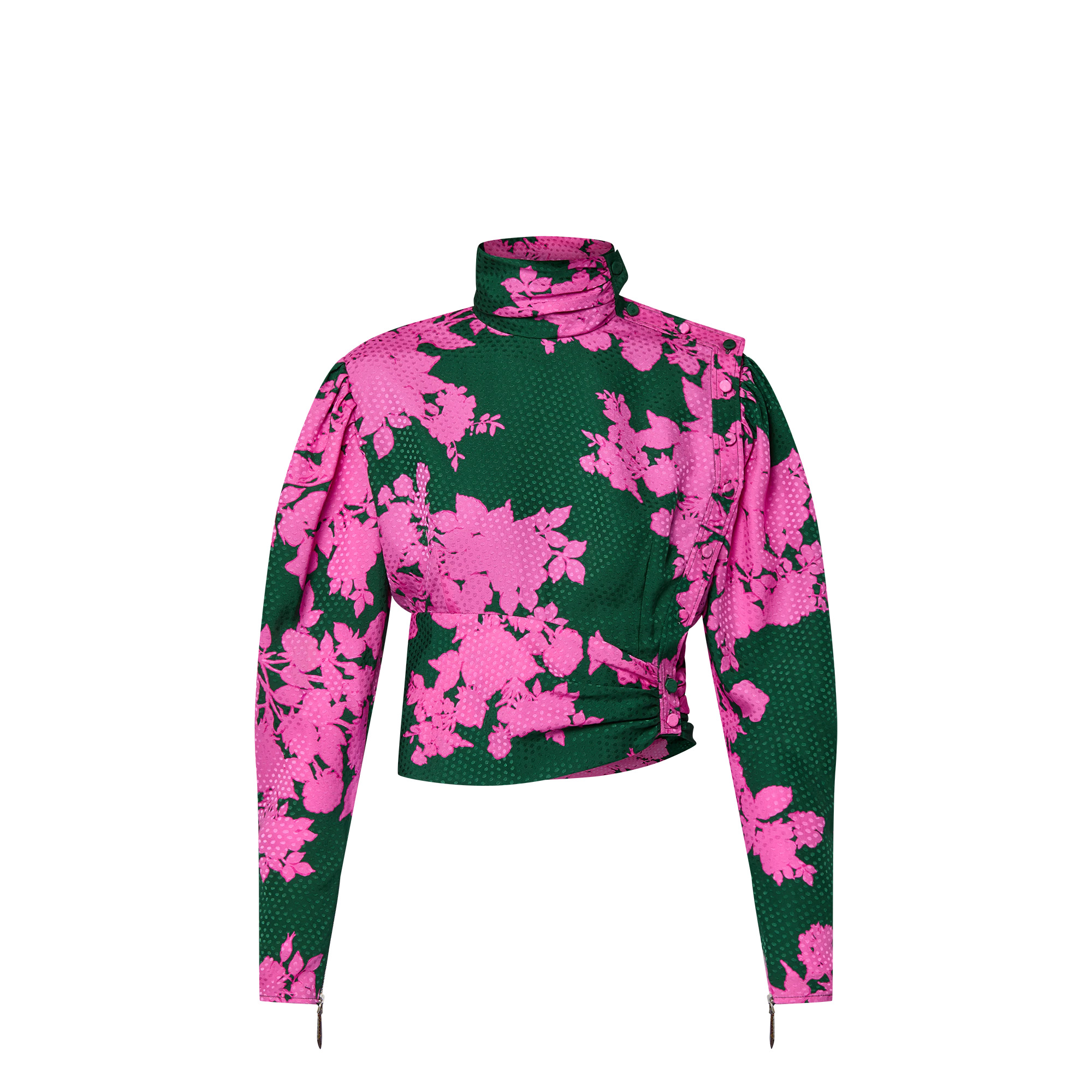 Bouquet Print Button Blouse - 1