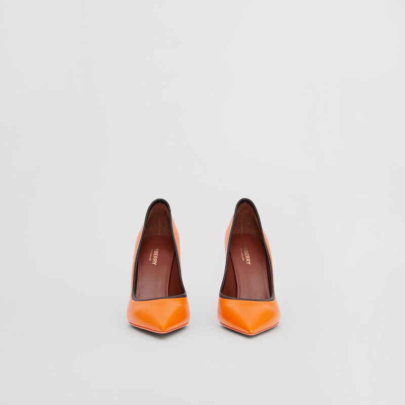 Contrast Trim Leather Point-toe Pumps 4