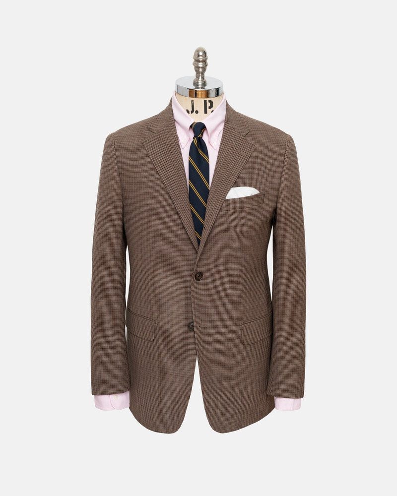 MADE-IN-USA BROWN MINI CHECK FOX AIR WOOL SPORT COAT 1