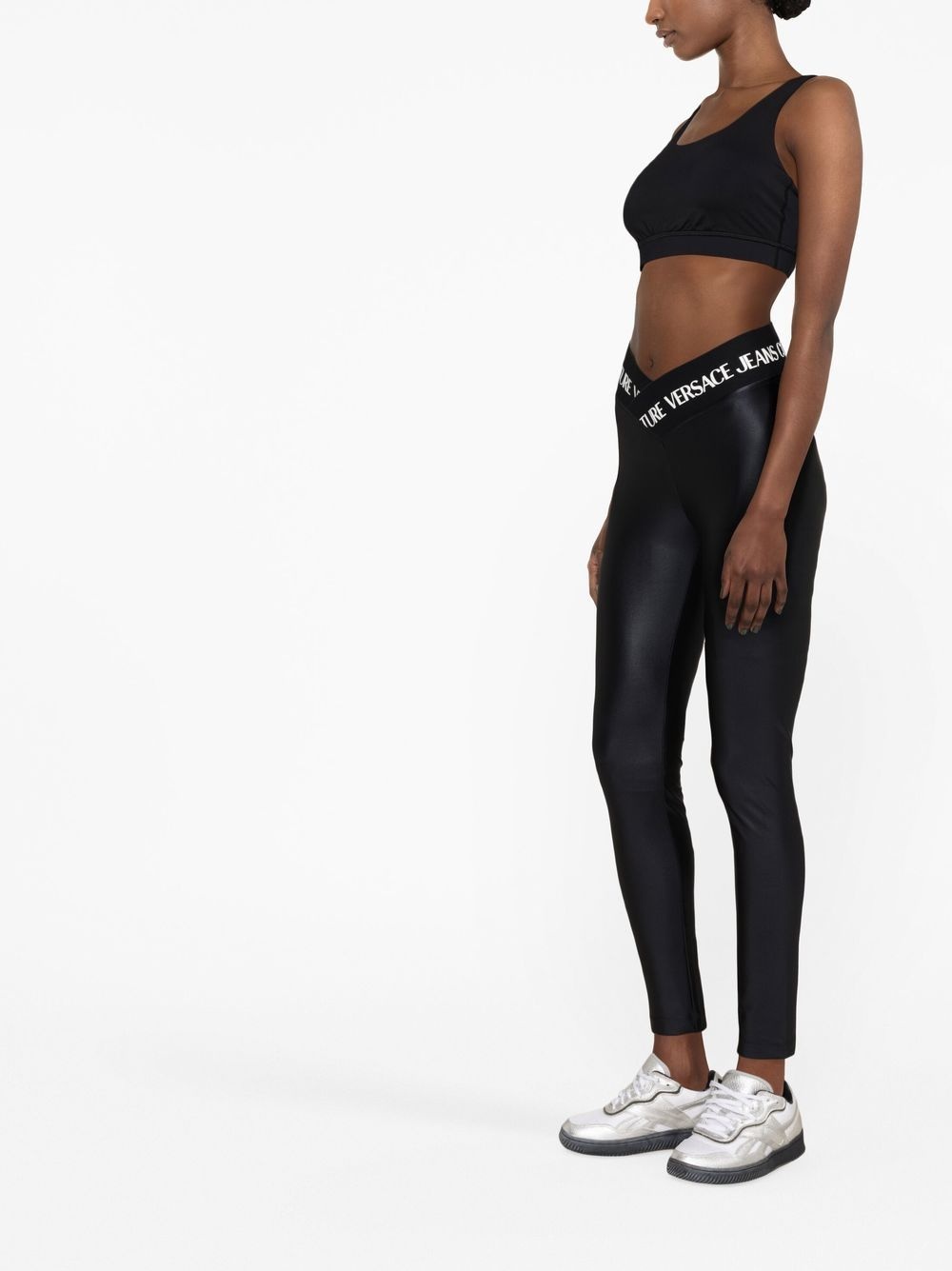 Versace Jeans Couture Logo Banded Crystal Leggings