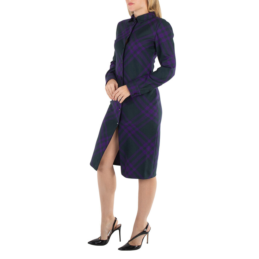 Burberry Long Sleeved Checked Wool Shirt Dress - 4