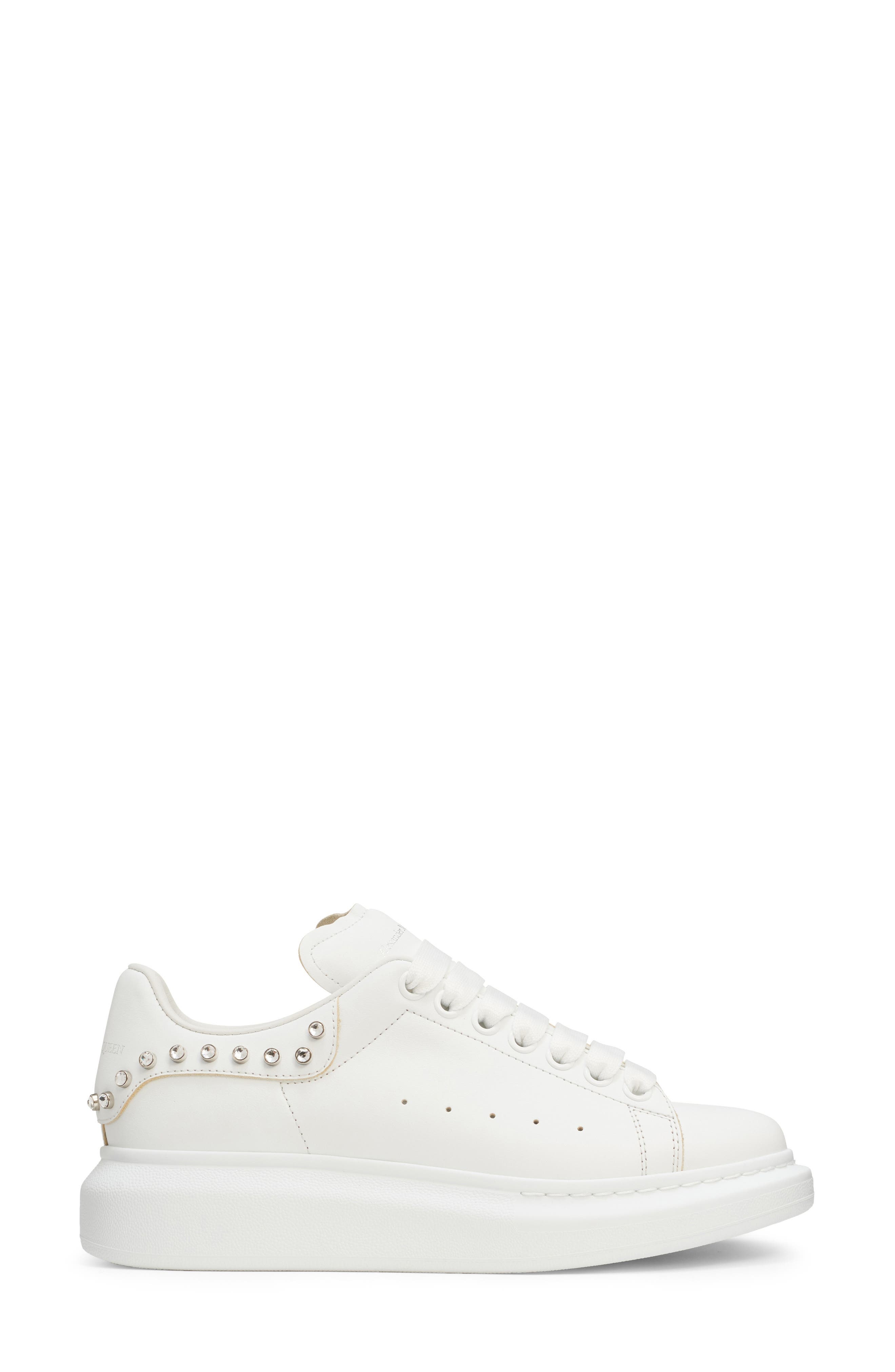 McQueen Oversized Crystal Embellished Sneaker in White/White/Crystal at Nordstrom - 3