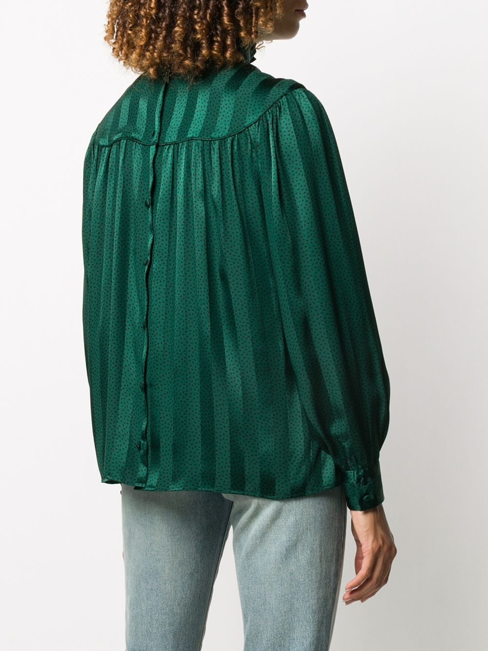 vertical-stripe high-neck blouse - 4