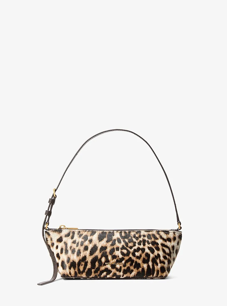 Laila Small Leopard Print Calf Hair Pochette - 1