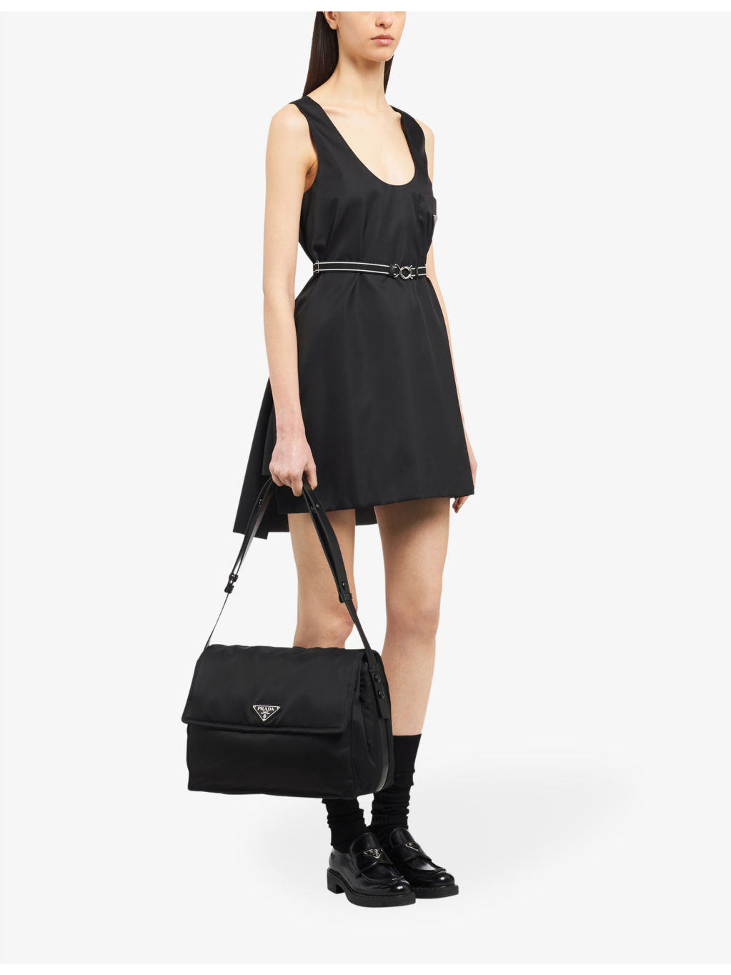 Brand-plaque small recycled-nylon shoulder bag - 7