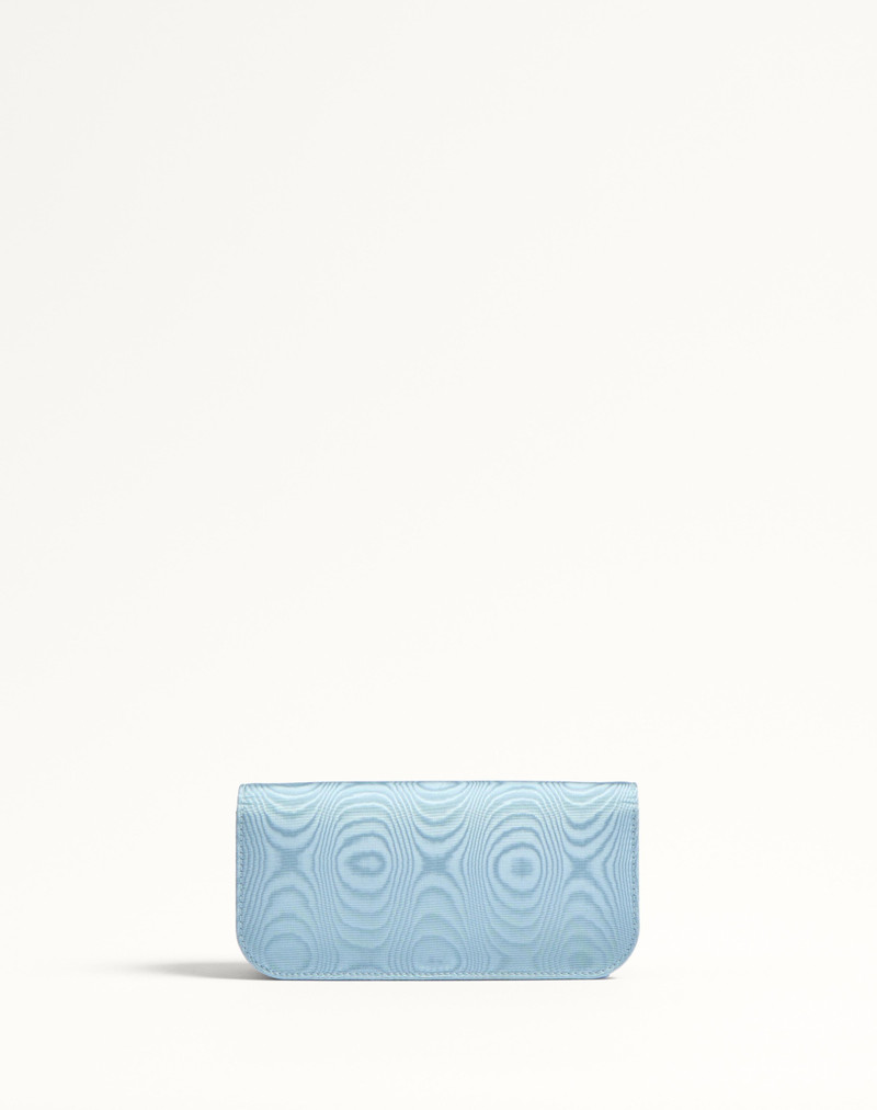 VALENTINO GARAVANI LOCÒ MOIRÉ FABRIC CLUTCH WITH JEWEL LOGO 4