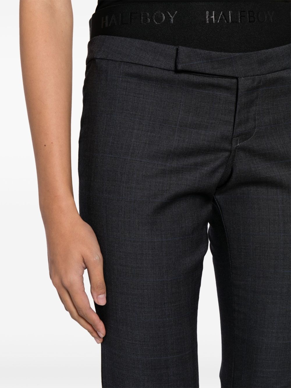 logo-waistband layered-detail flared trousers - 5