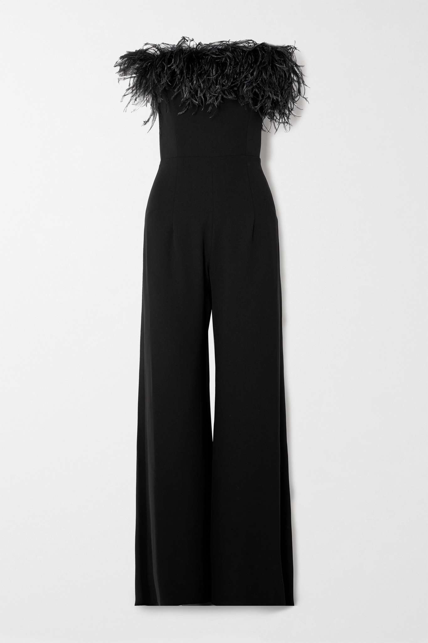 Taree feather-trimmed crepe jumpsuit - 1