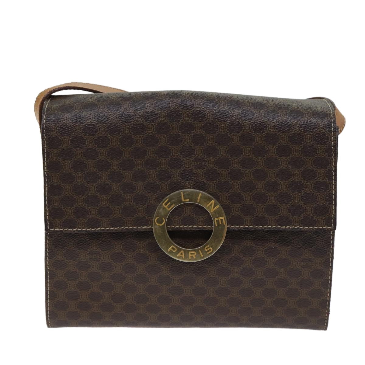 CELINE Macadam Canvas Shoulder Bag Pvc Brown - 13