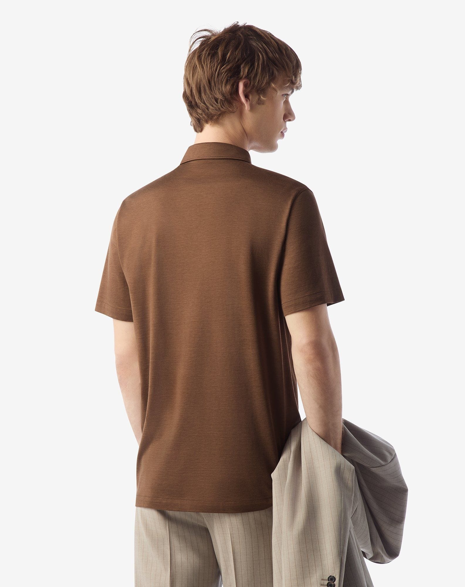 Burned earth button-up luxury jersey polo shirt - 3