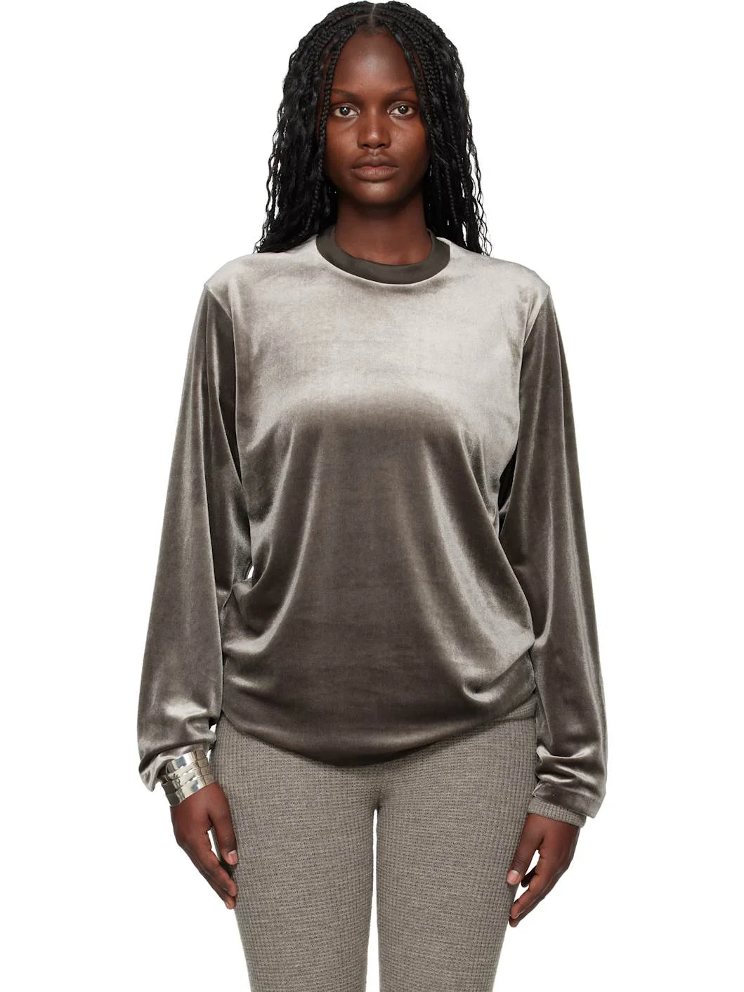 Brown Holiday Velour Classic Long Sleeve T-shirt - 1