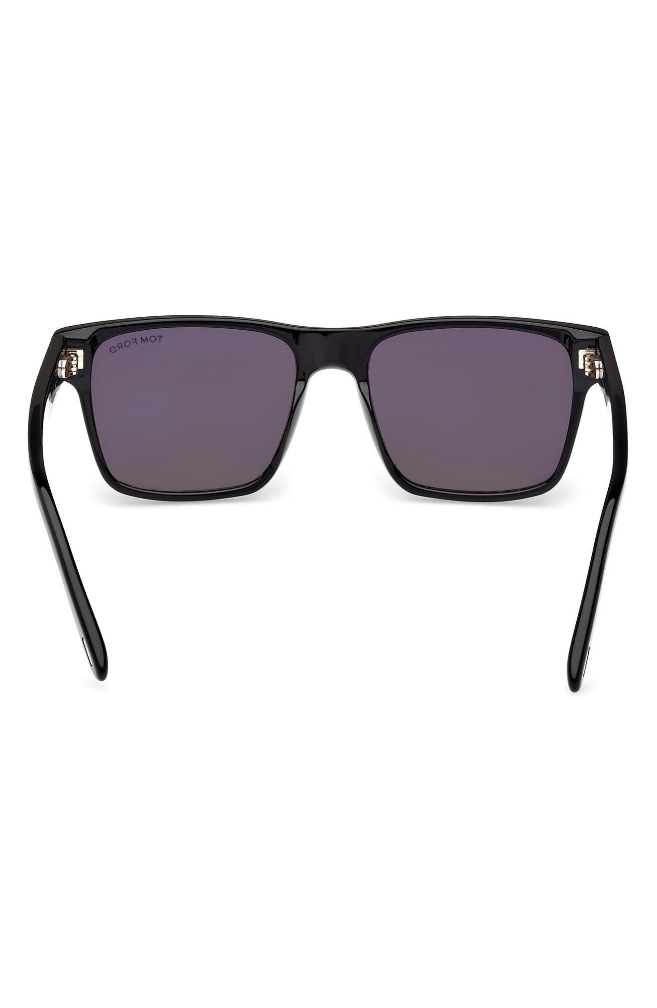 TOM FORD Calder 55mm Square Sunglasses in Shiny Black Eco /Smoke Lenses at Nordstrom - 6