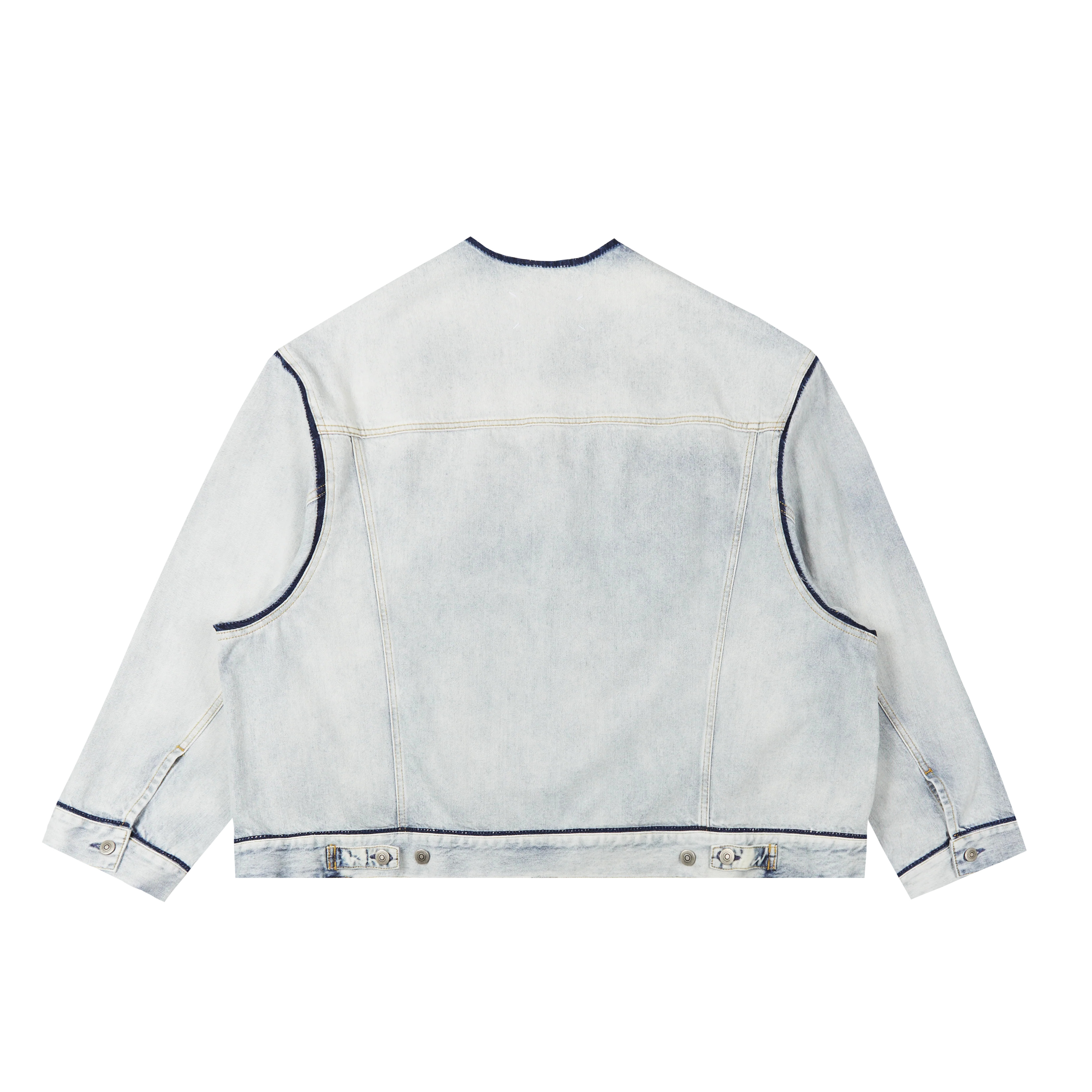Maison Margiela Denim Jacket Collarless Icy Slip Blue - 2