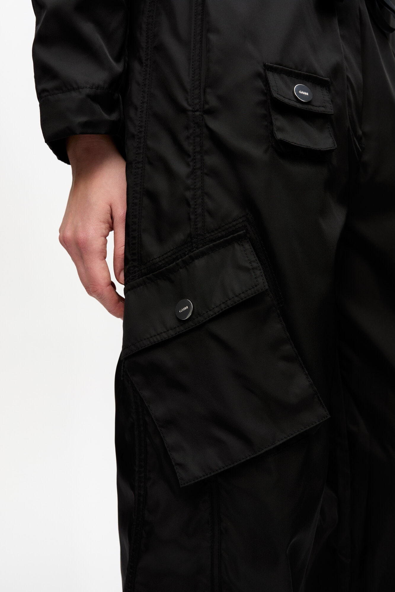 BLACK DUCHESSE NYLON CARGO PANTS - 5