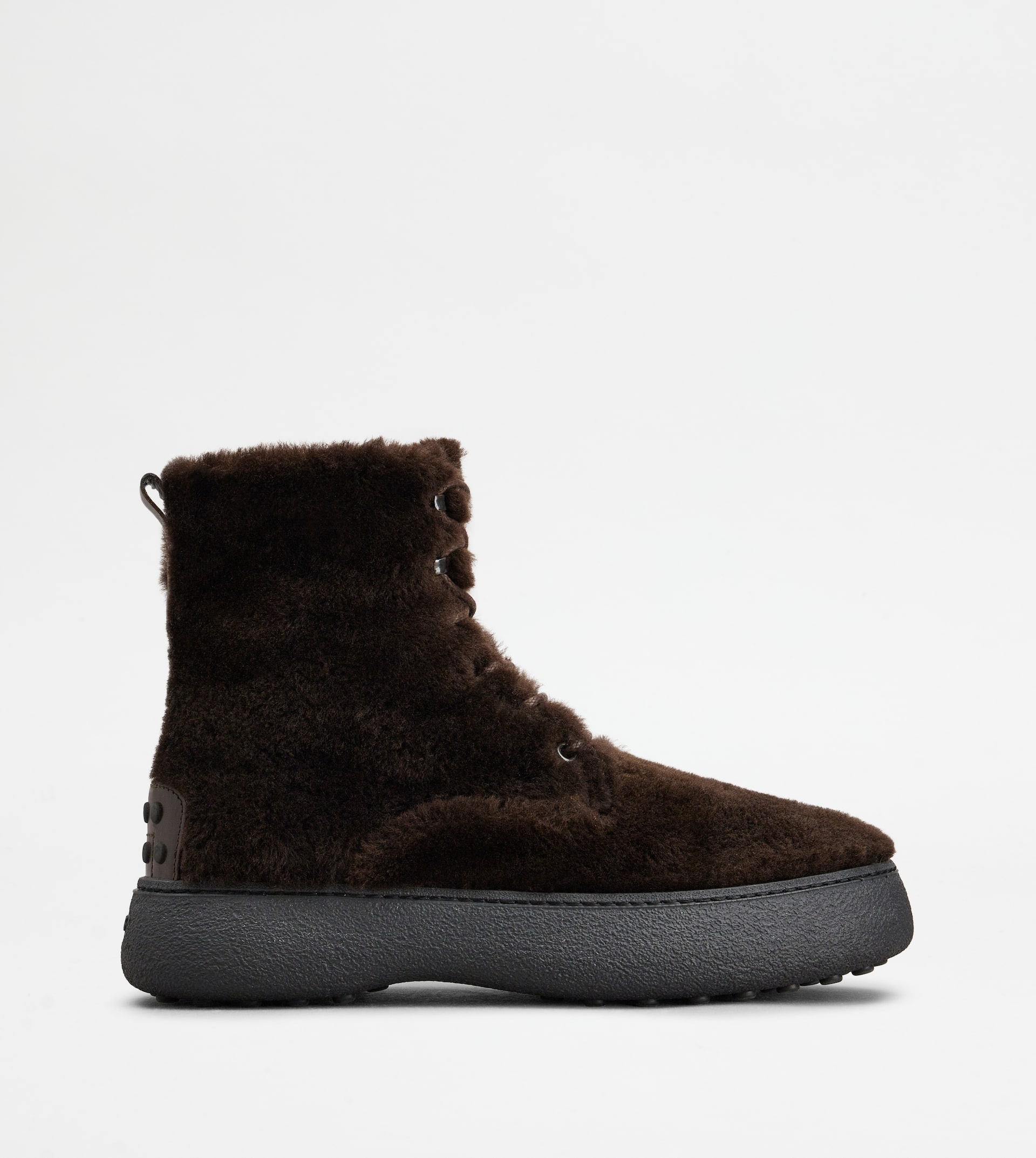 TOD'S W. G. LACE-UP ANKLE BOOTS IN SHEEPSKIN - BROWN - 1