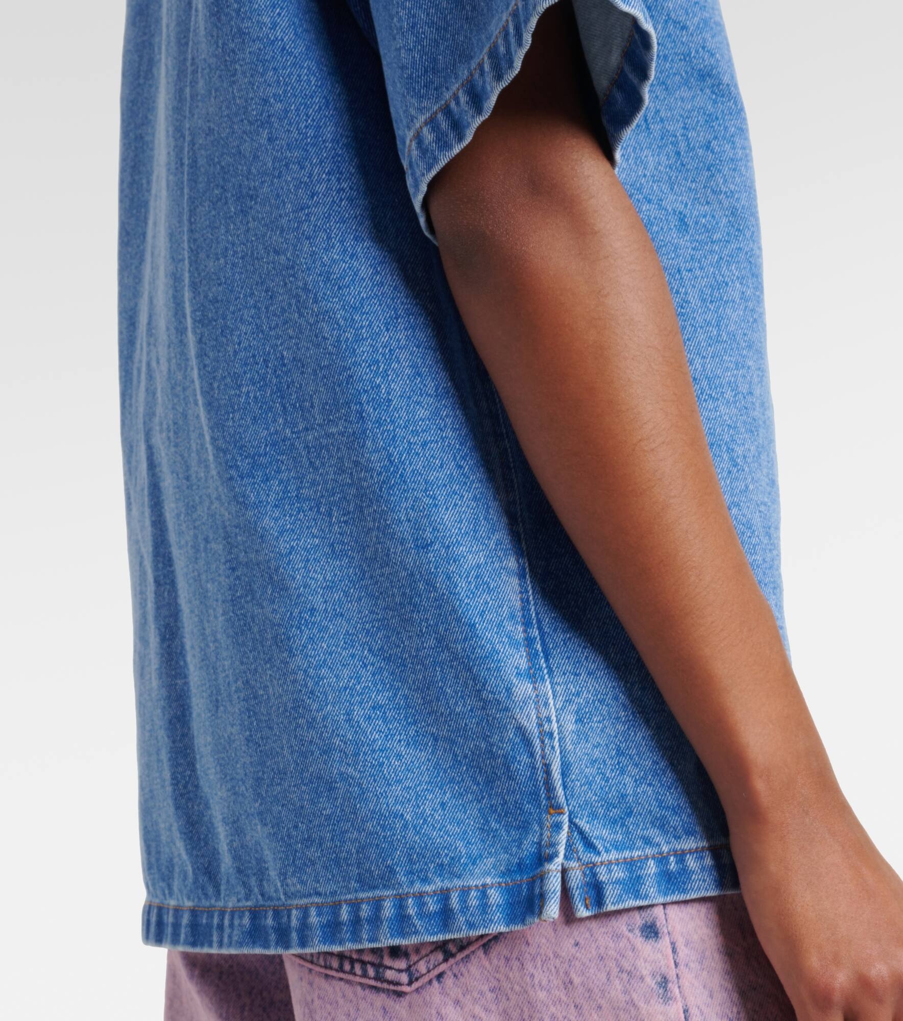 Floral embroidered denim shirt - 5