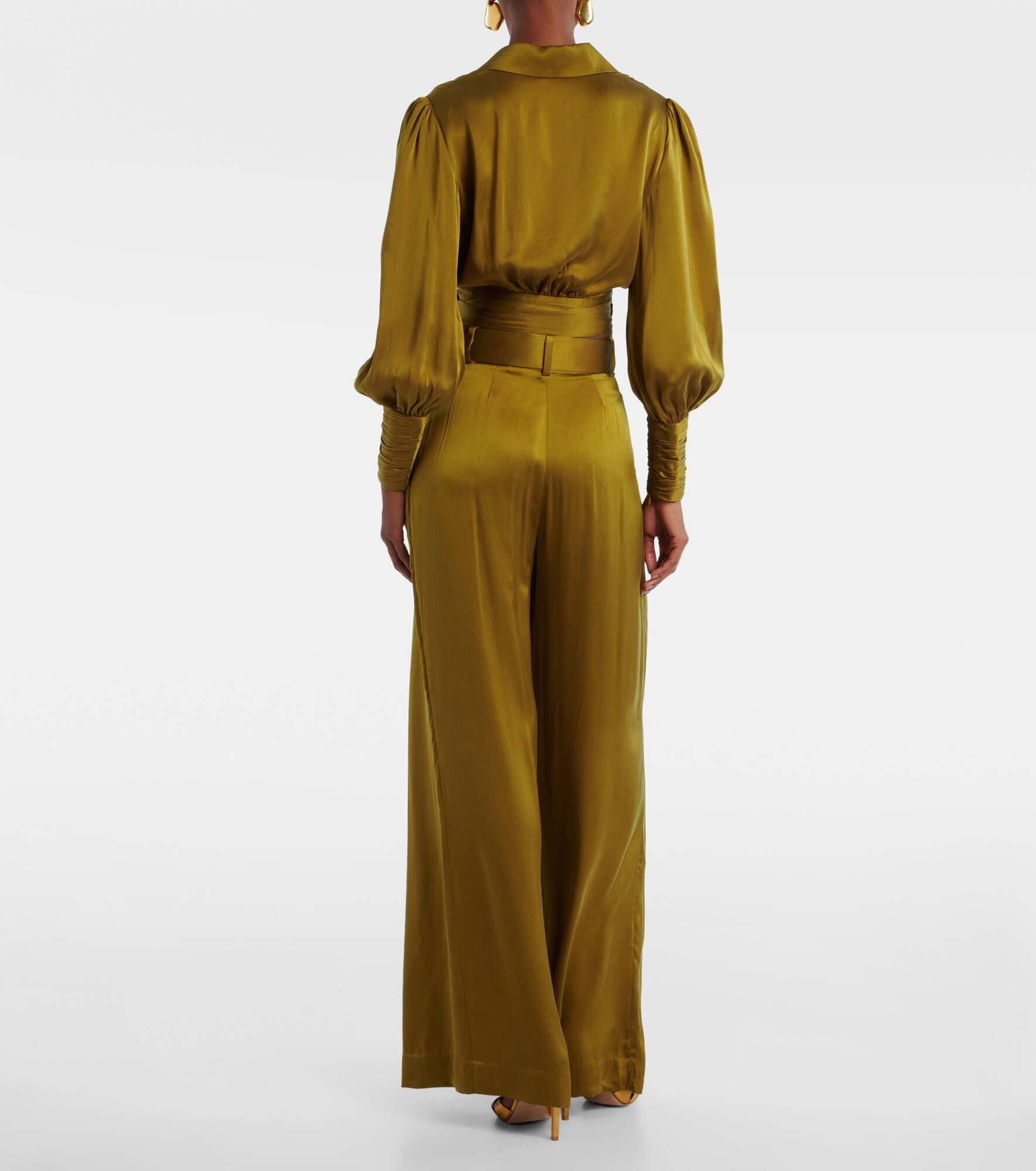 Silk satin wide-leg pants - 3