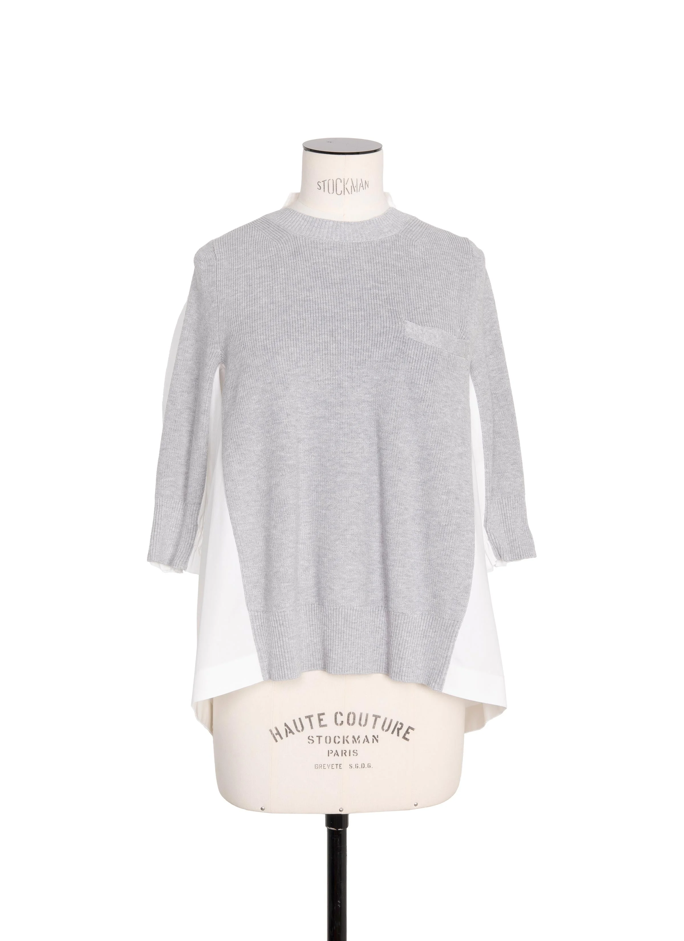 Cotton Knit x Cotton Poplin Pullover - 1