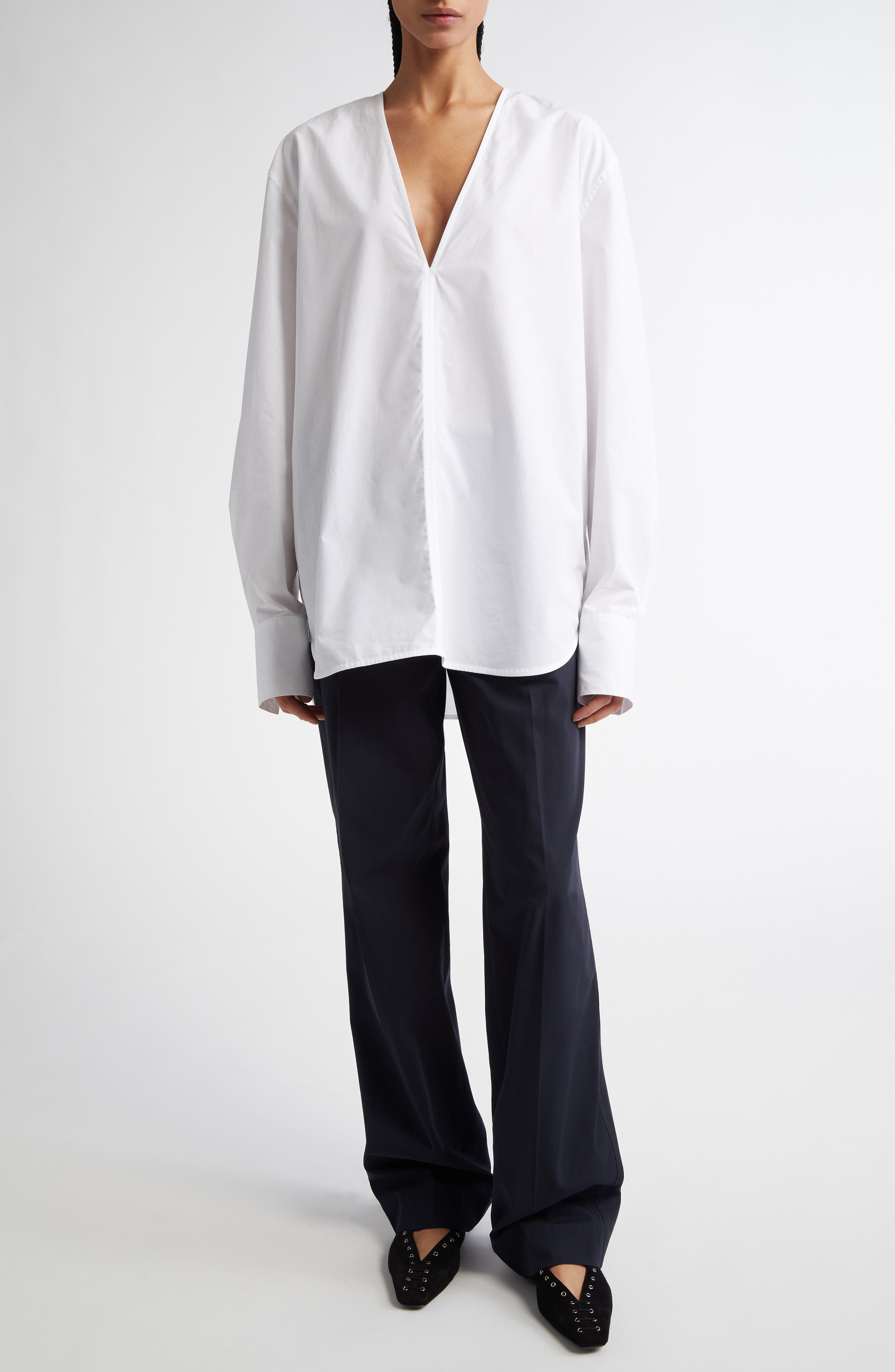TOTEME Pleated Straight Leg Trousers in Nightfall at Nordstrom - 2