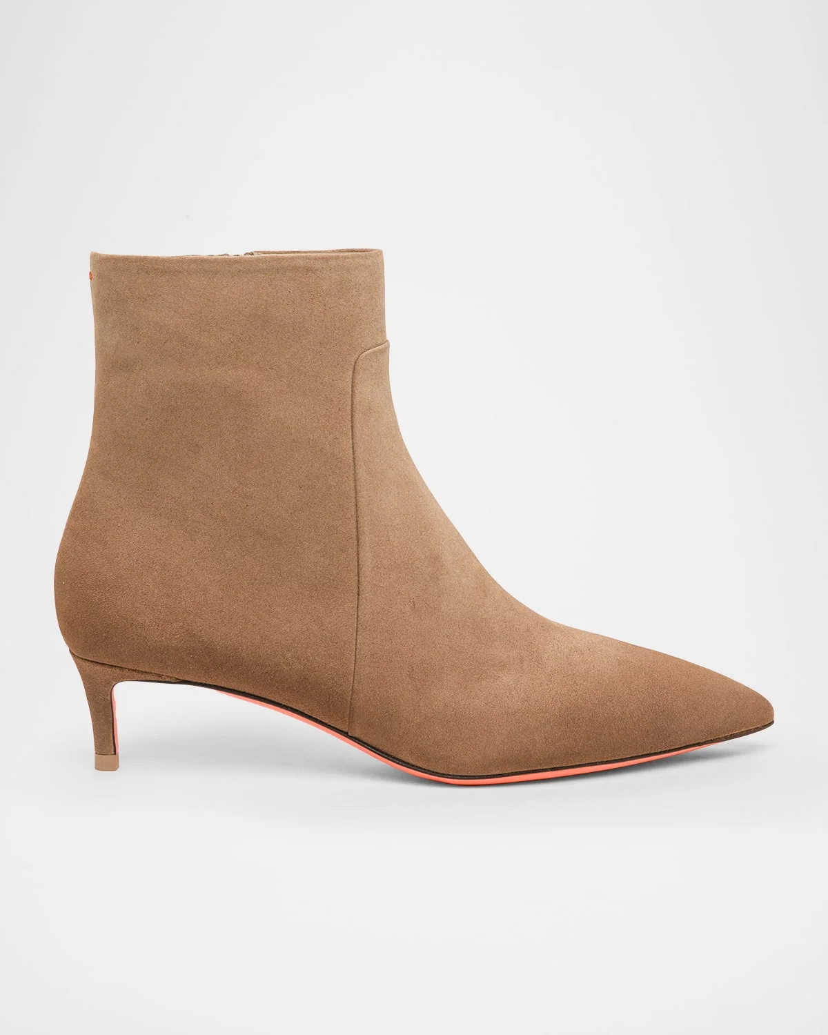 Suede Kitten Heel Ankle Booties - 1
