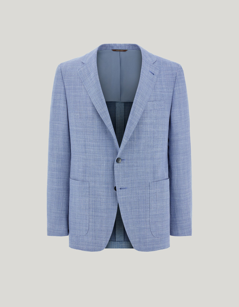 NAVY BLUE TRICOT-EFFECT COTTON JERSEY JACKET 40