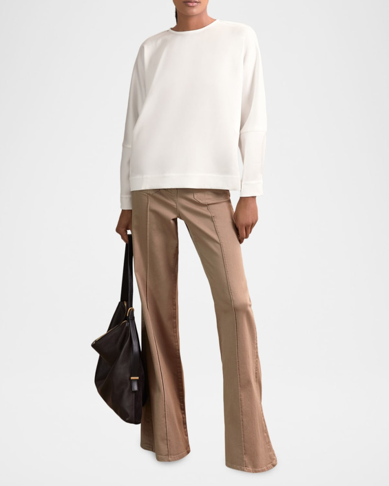 REISS Natalia Satin Button-Back Long-Sleeve Top outlook