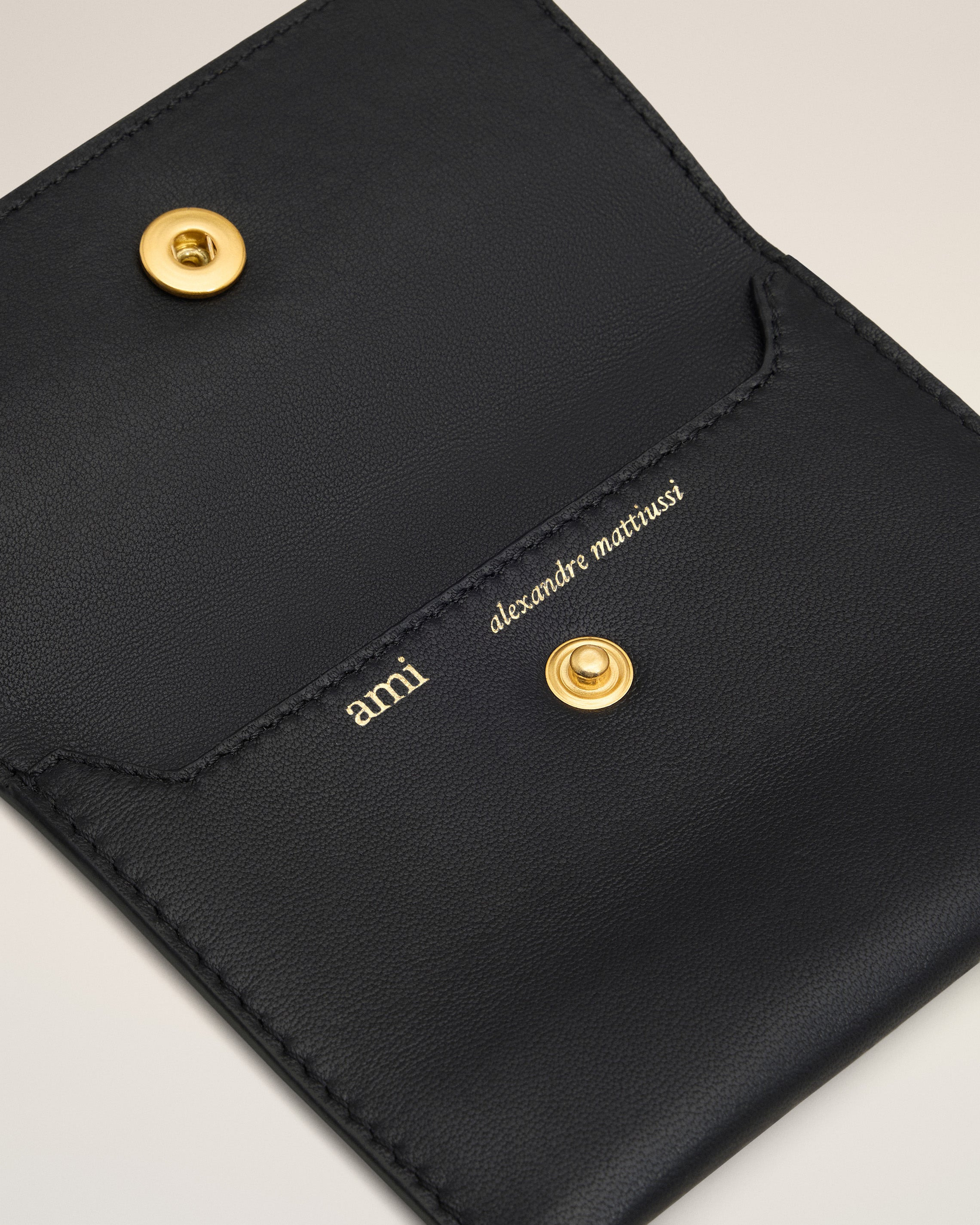BLACK LEATHER CARROUSEL FOLDED CARD HOLDER - 3