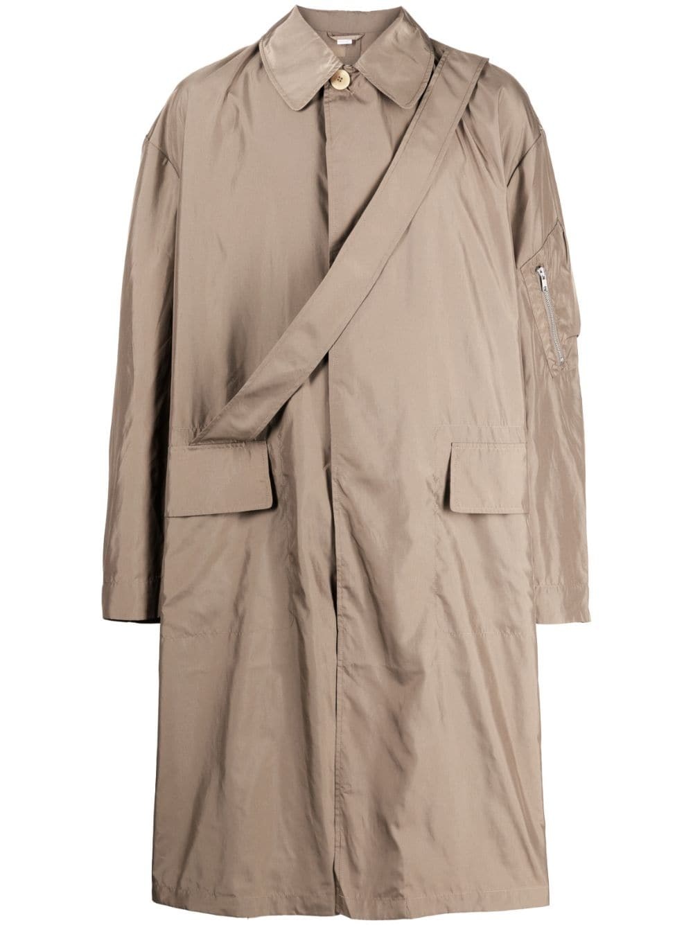 two-pocket strap-detail raincoat - 1