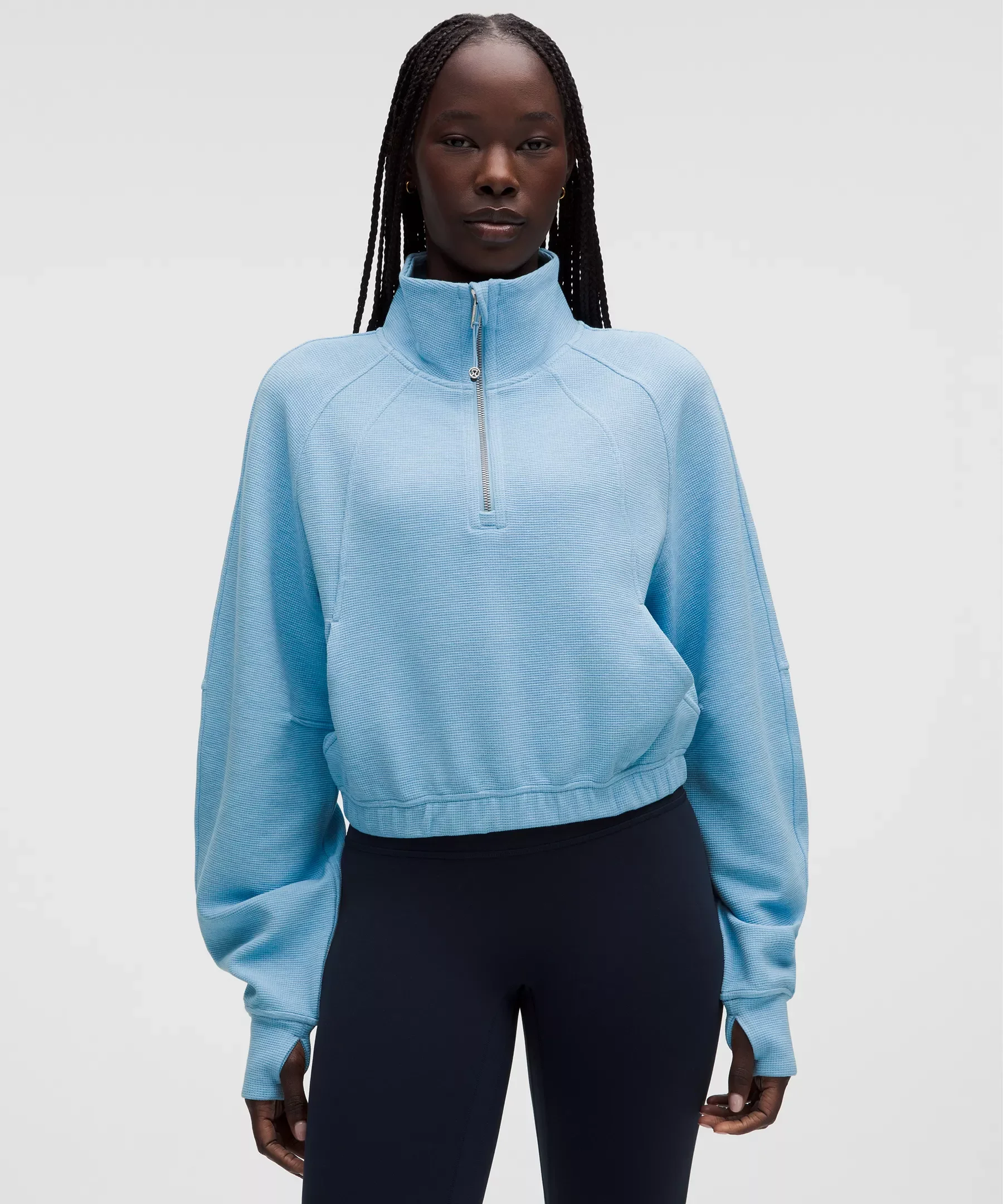 Scuba Cropped Funnel-Neck Half Zip *Waffle - 1
