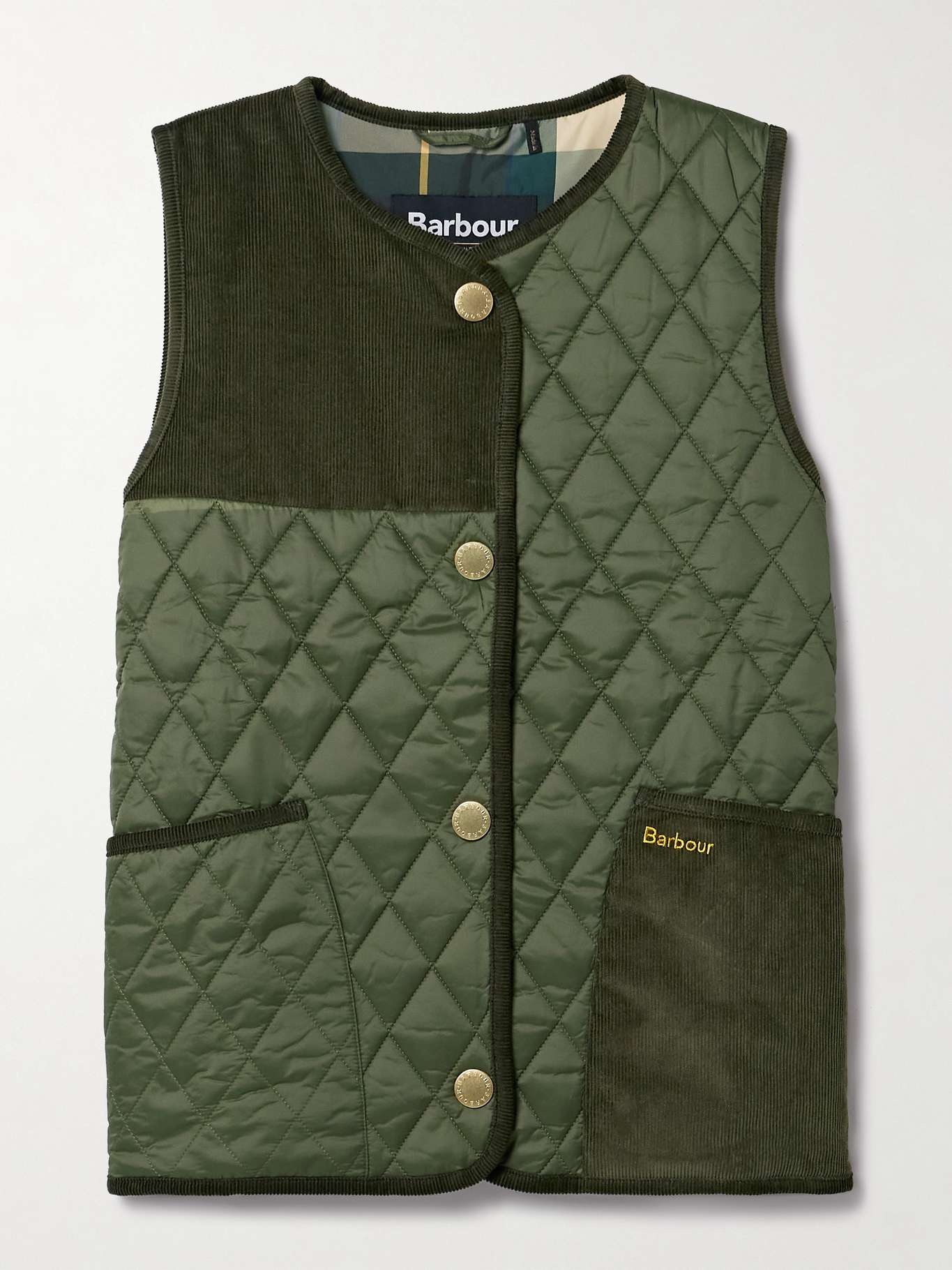 Healy paneled quilted shell and cotton-corduroy vest - 1