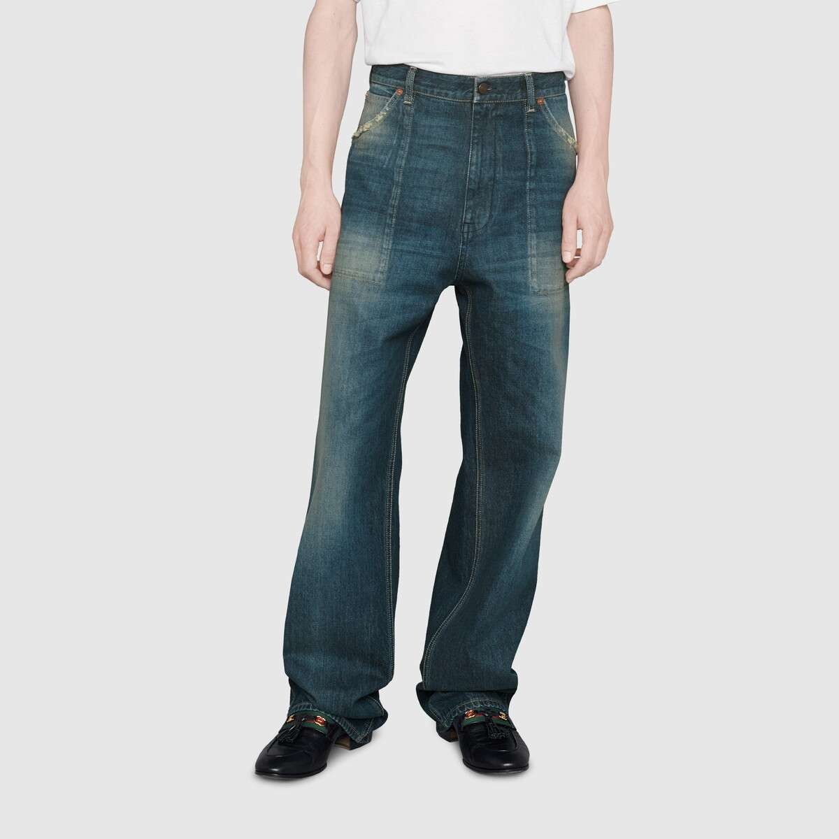 Eco washed organic denim cargo pant - 3