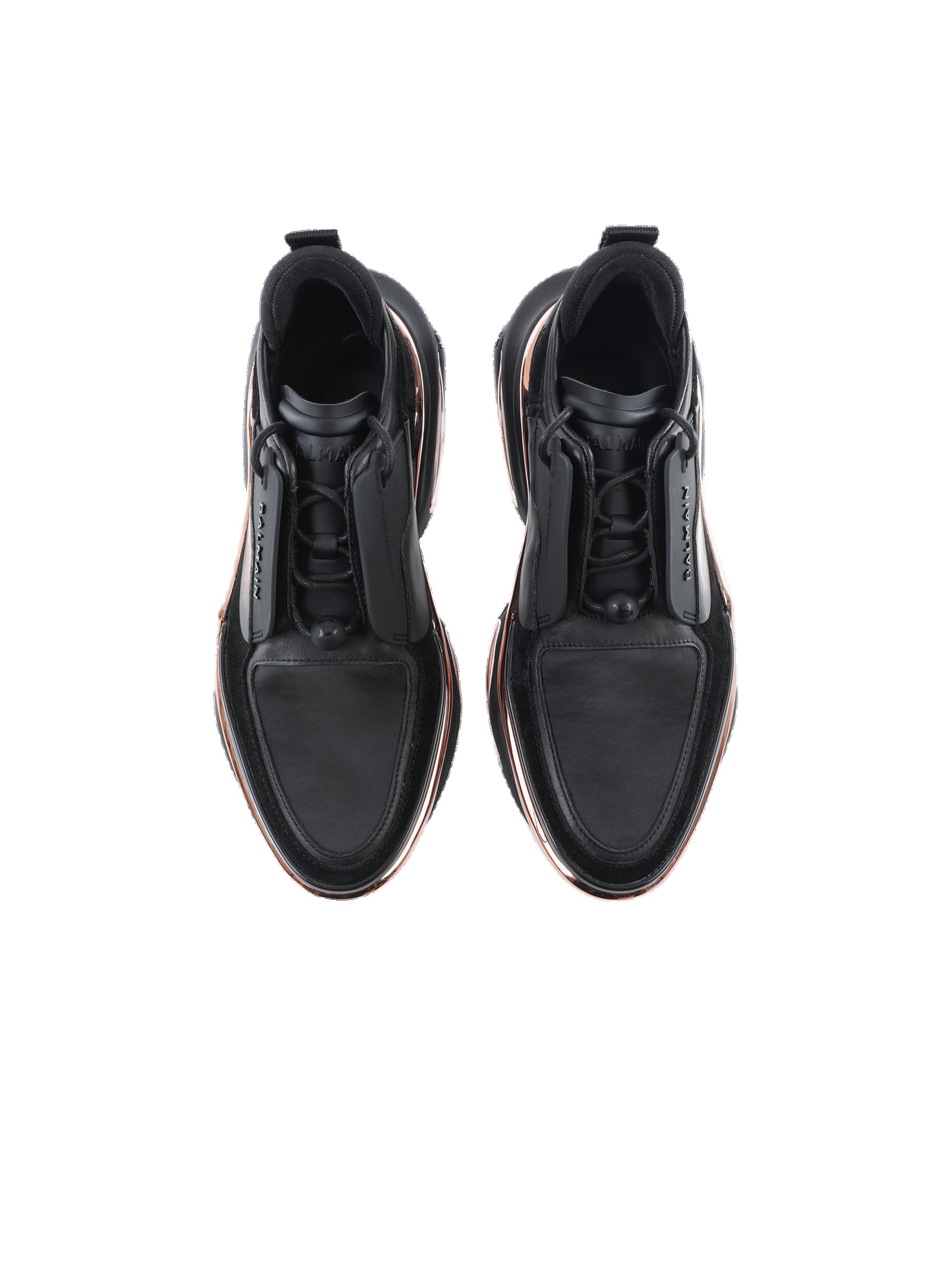 Leather, metal and suede B-Bold low-top sneakers - 3