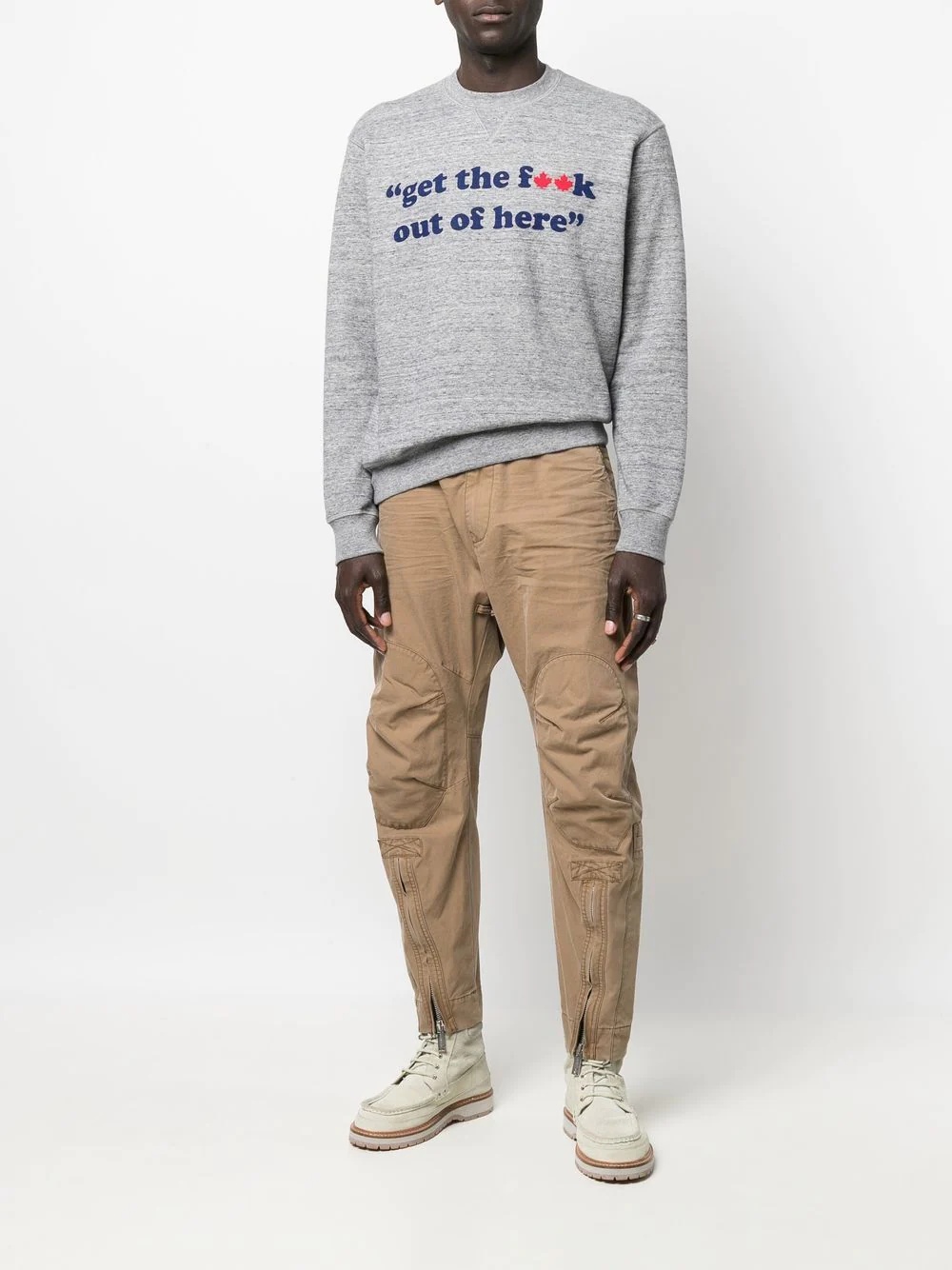 slogan-print mélange sweatshirt - 2